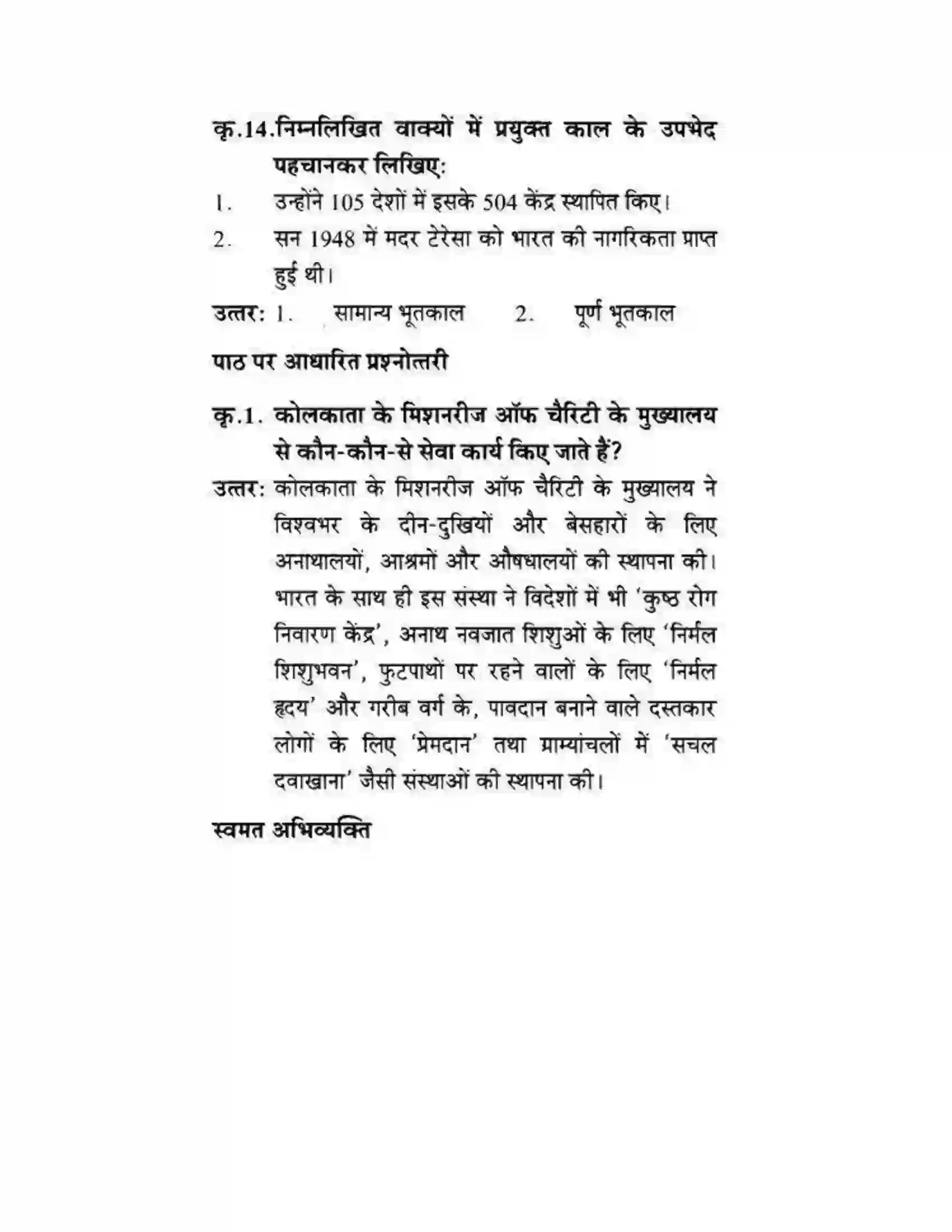 Maharashtra Board Class 10th लोकवाणी मदर टेरेसा - गद्य विभाग Solution 22