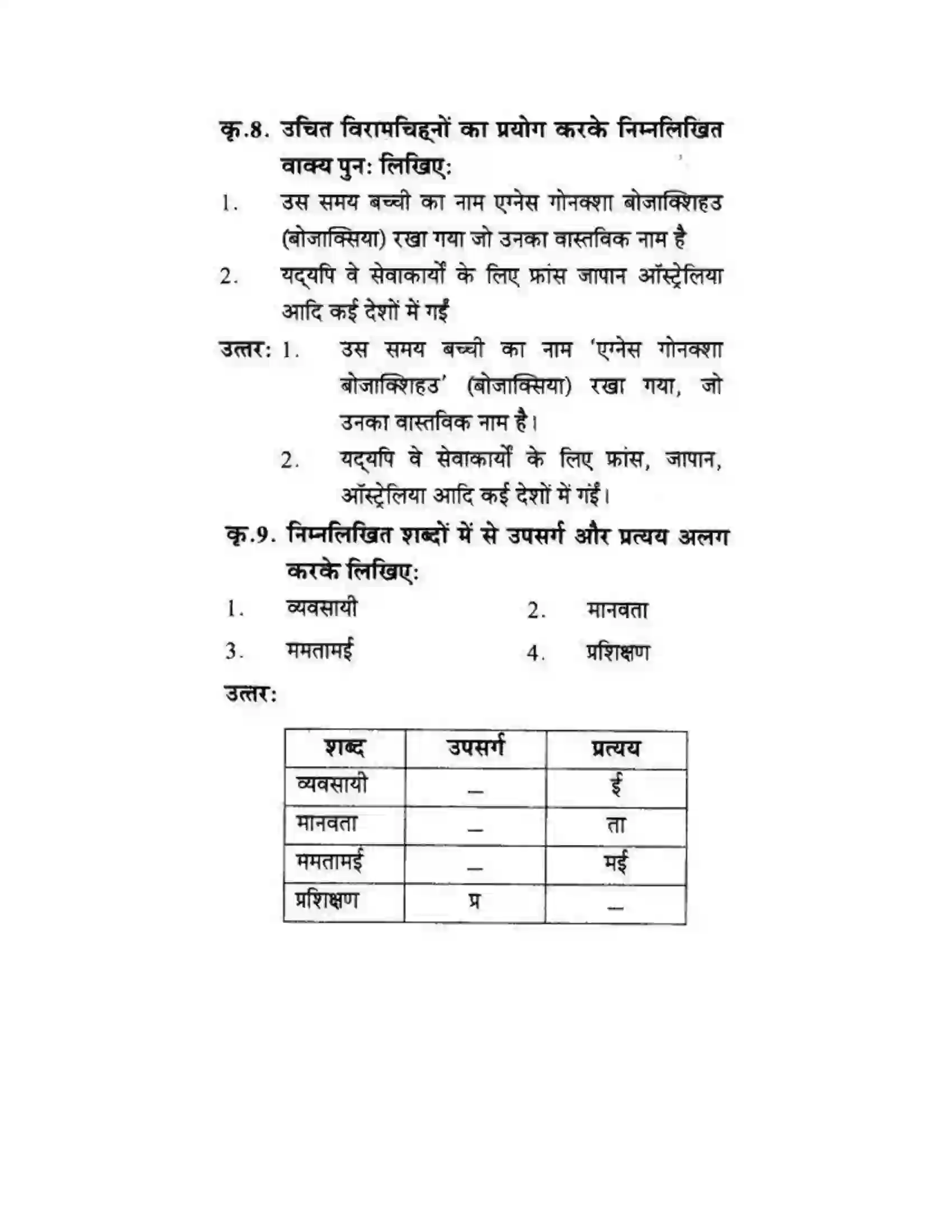 Maharashtra Board Class 10th लोकवाणी मदर टेरेसा - गद्य विभाग Solution 9