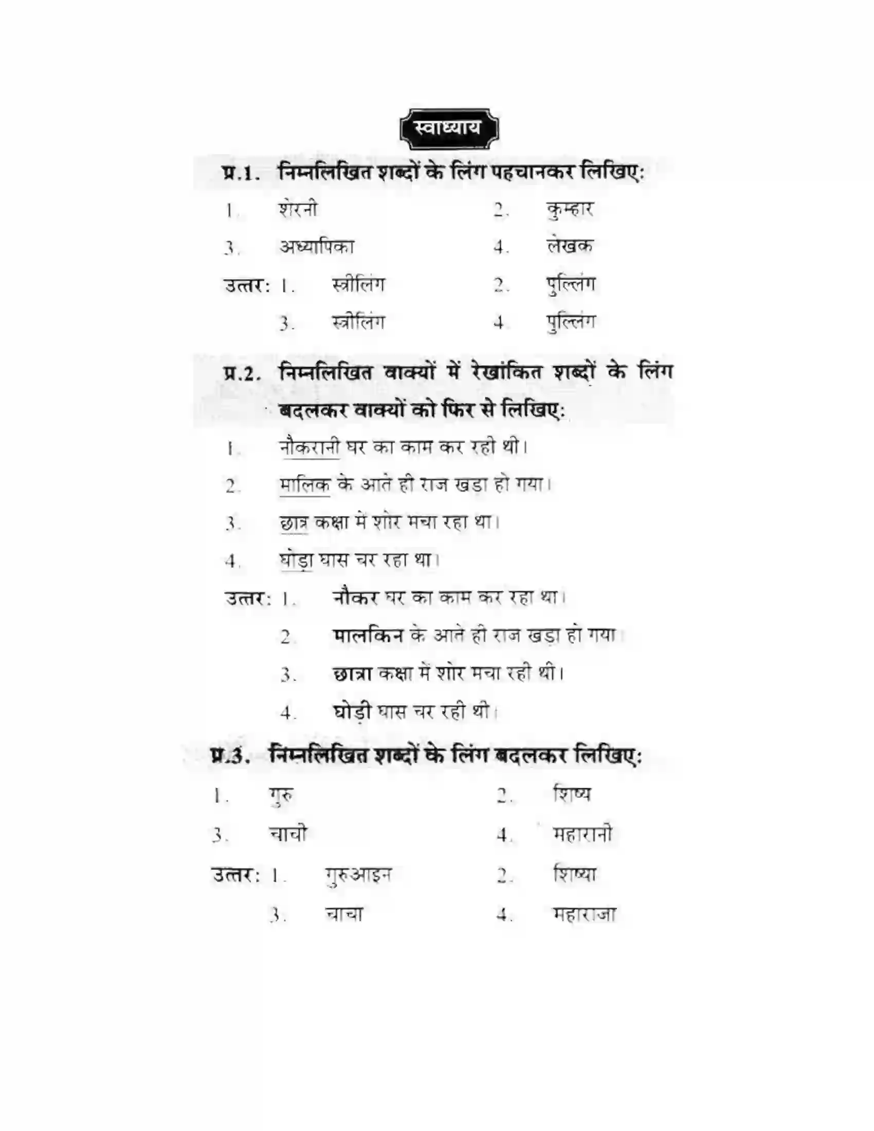 Maharashtra Board Class 10th लोकवाणी लिंग - व्याकरण विभाग Solution 3