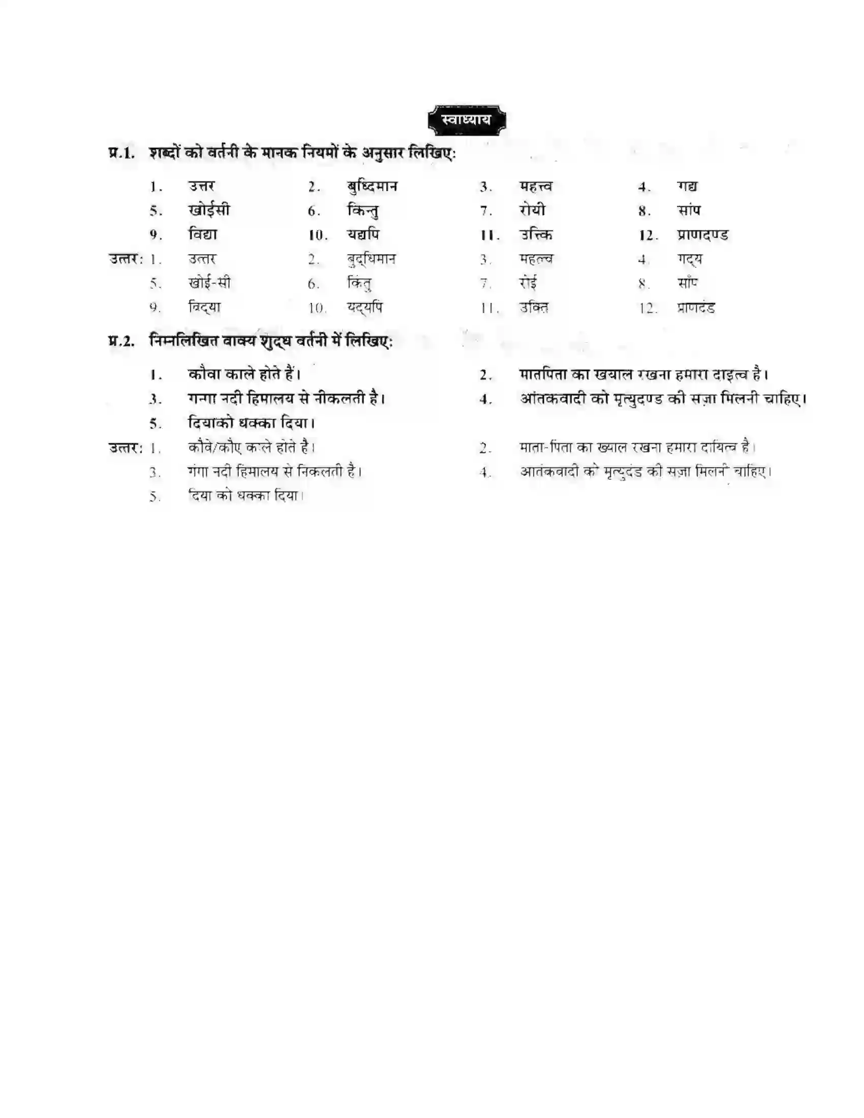 Maharashtra Board Class 10th लोकवाणी मानक वर्तनी - व्याकरण विभाग Solution 4