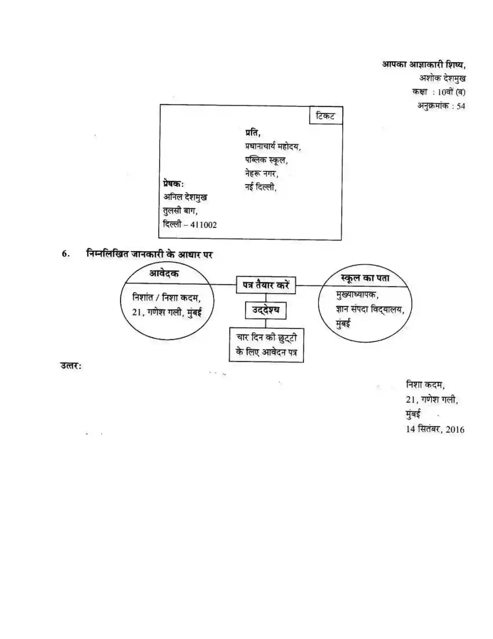 Maharashtra Board Class 10th लोकवाणी पत्र – लेखन - लेखन विभाग Solution 8