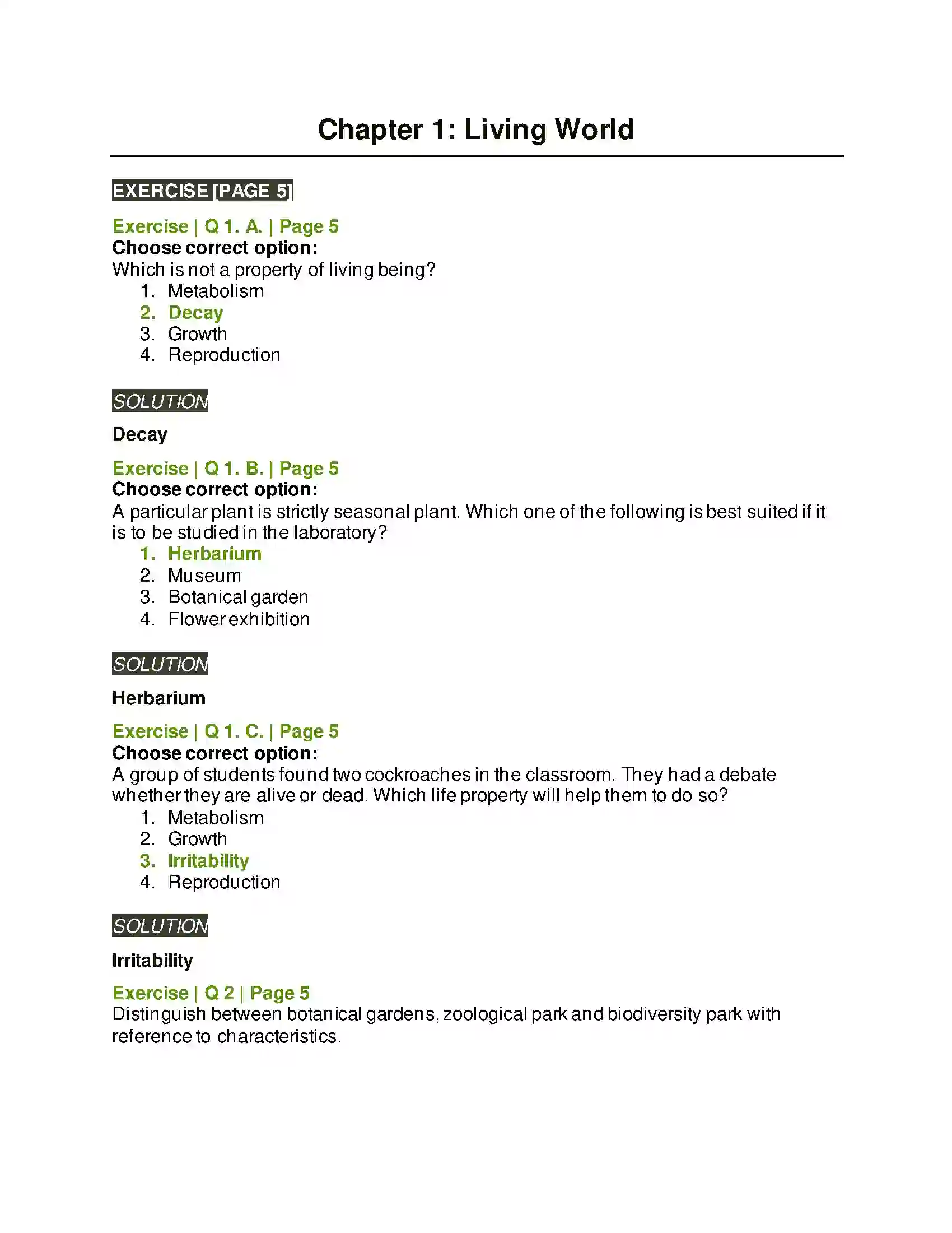 Maharashtra Board Class 11th Biology Living World Solution 1