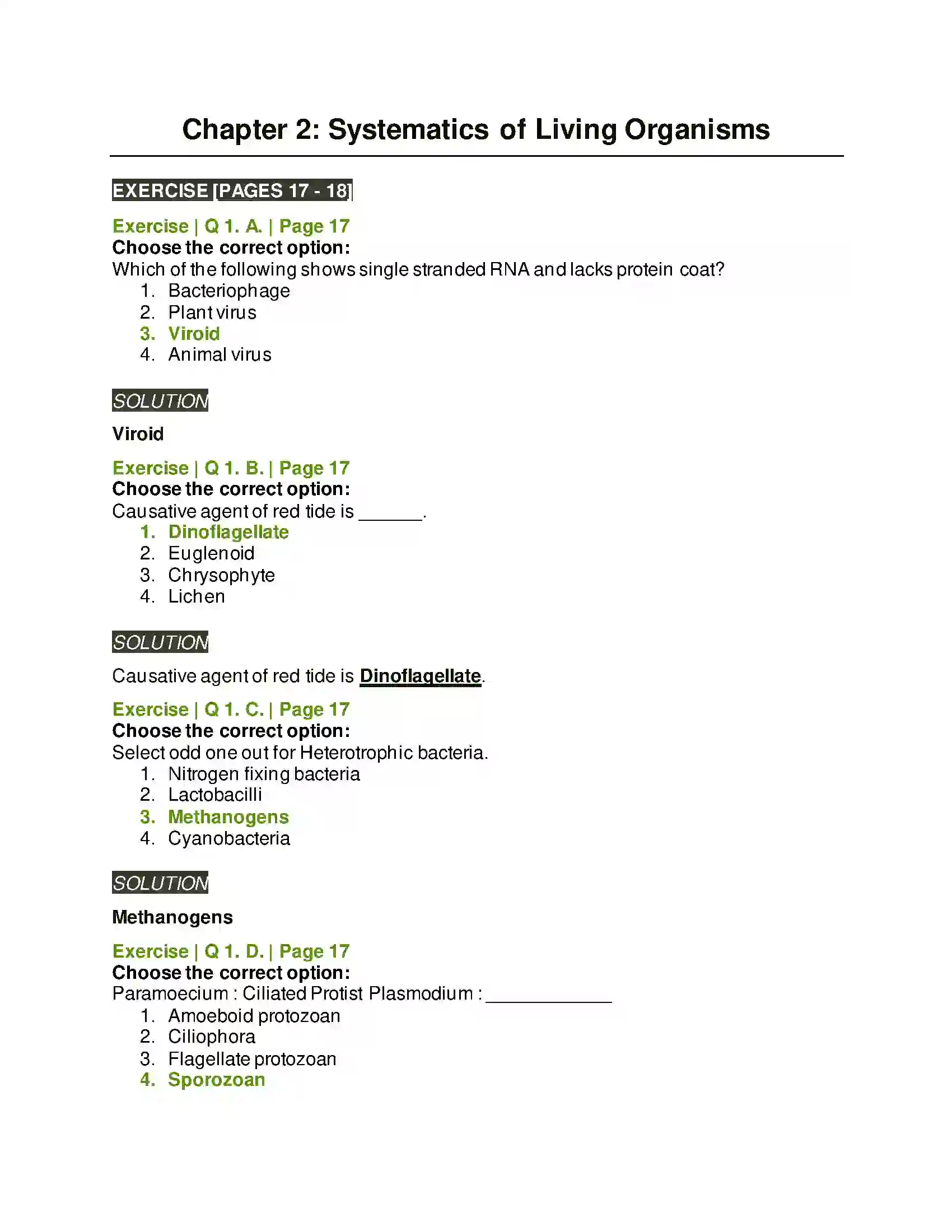 Maharashtra Board Class 11th Biology Systematics of Living Organisms Solution 1
