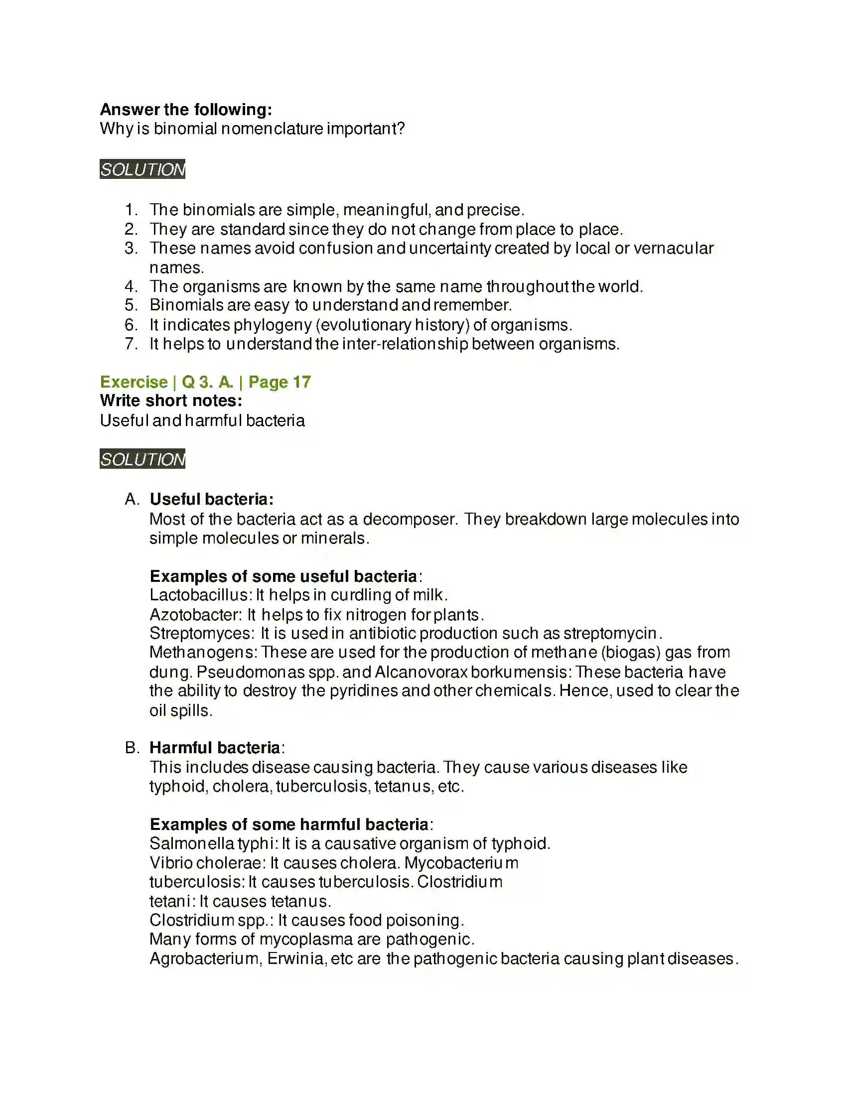 Maharashtra Board Class 11th Biology Systematics of Living Organisms Solution 3