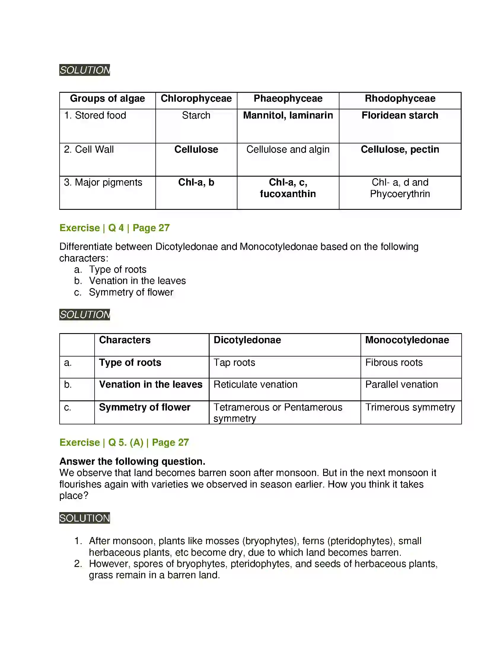 Maharashtra Board Class 11th Biology Kingdom Plantae Solution 3