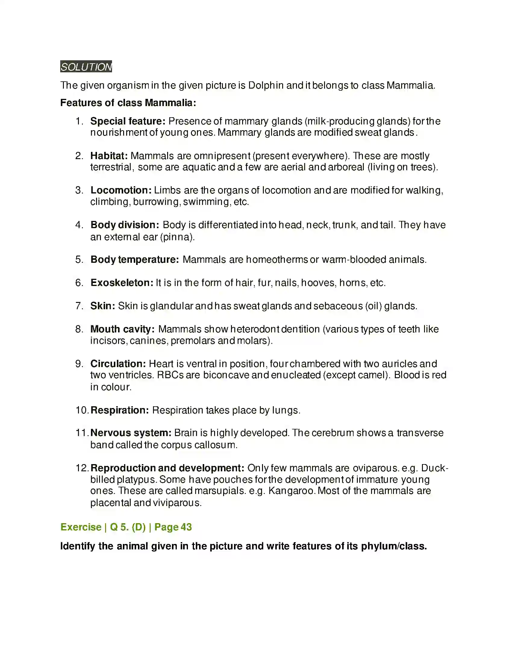 Maharashtra Board Class 11th Biology Kingdom Animalia Solution 9