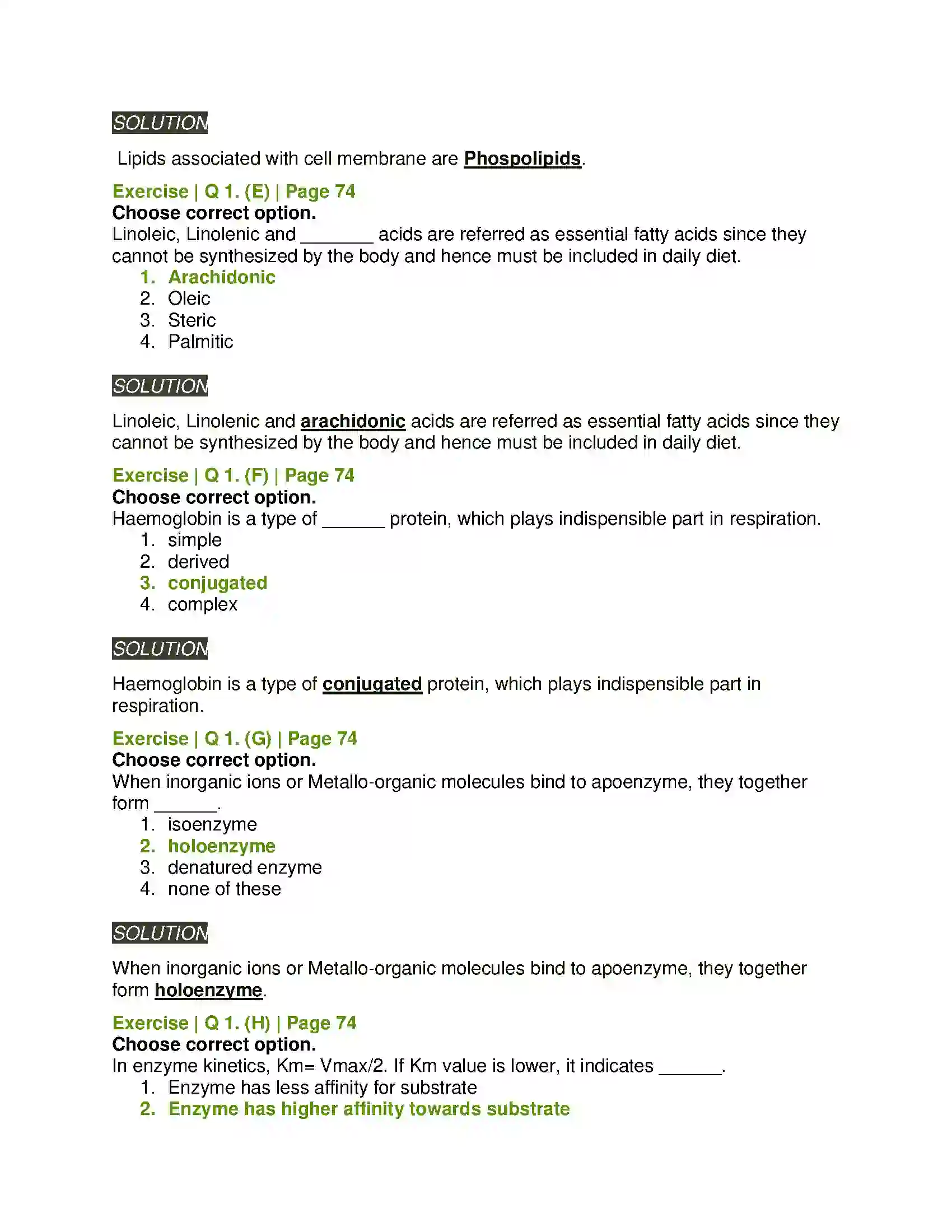 Maharashtra Board Class 11th Biology Biomolecules Solution 2