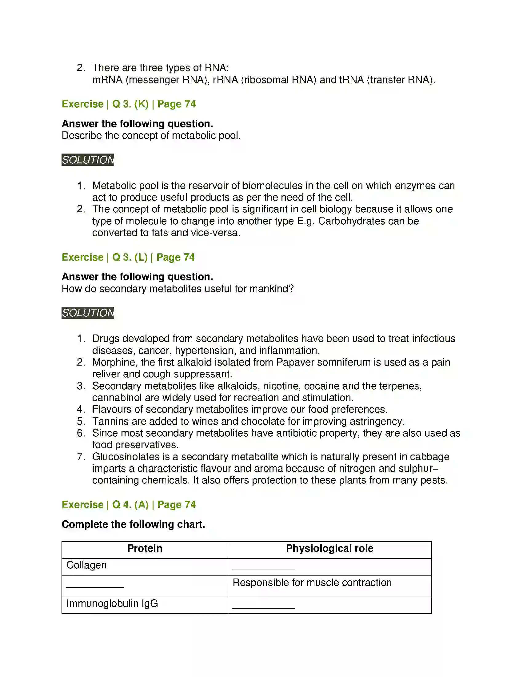 Maharashtra Board Class 11th Biology Biomolecules Solution 7