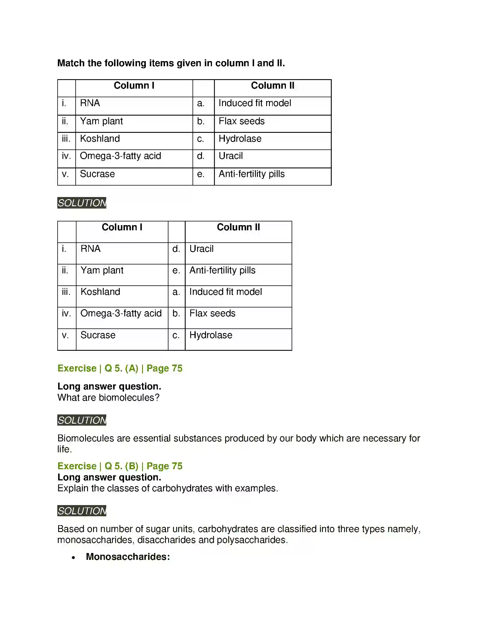 Maharashtra Board Class 11th Biology Biomolecules Solution 9