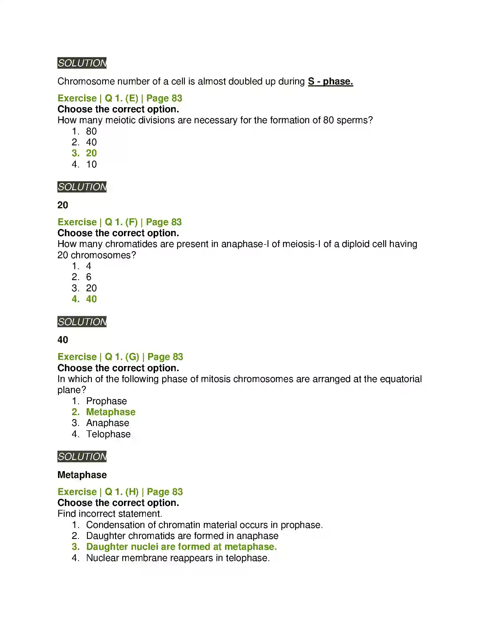 Maharashtra Board Class 11th Biology Cell Division Solution 2