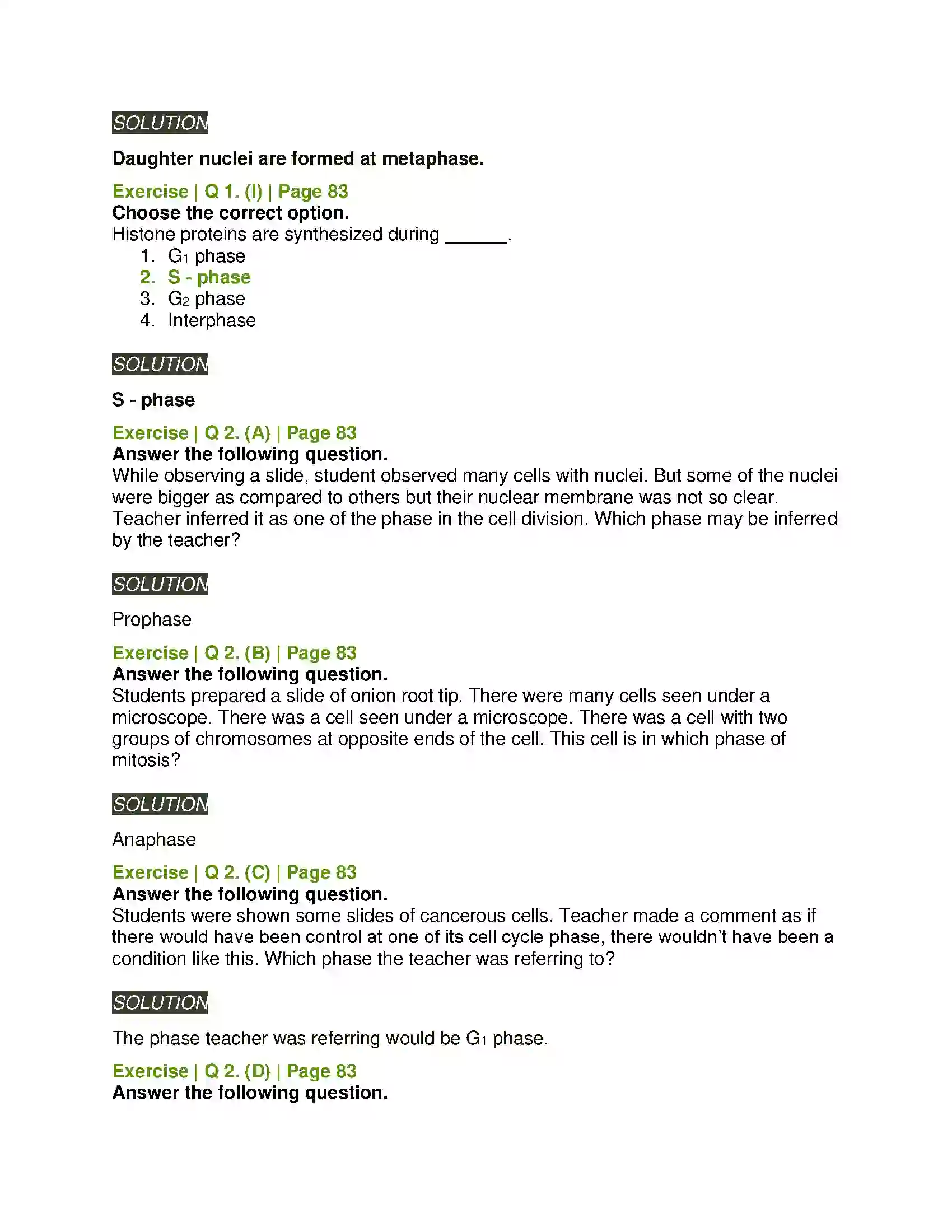 Maharashtra Board Class 11th Biology Cell Division Solution 3