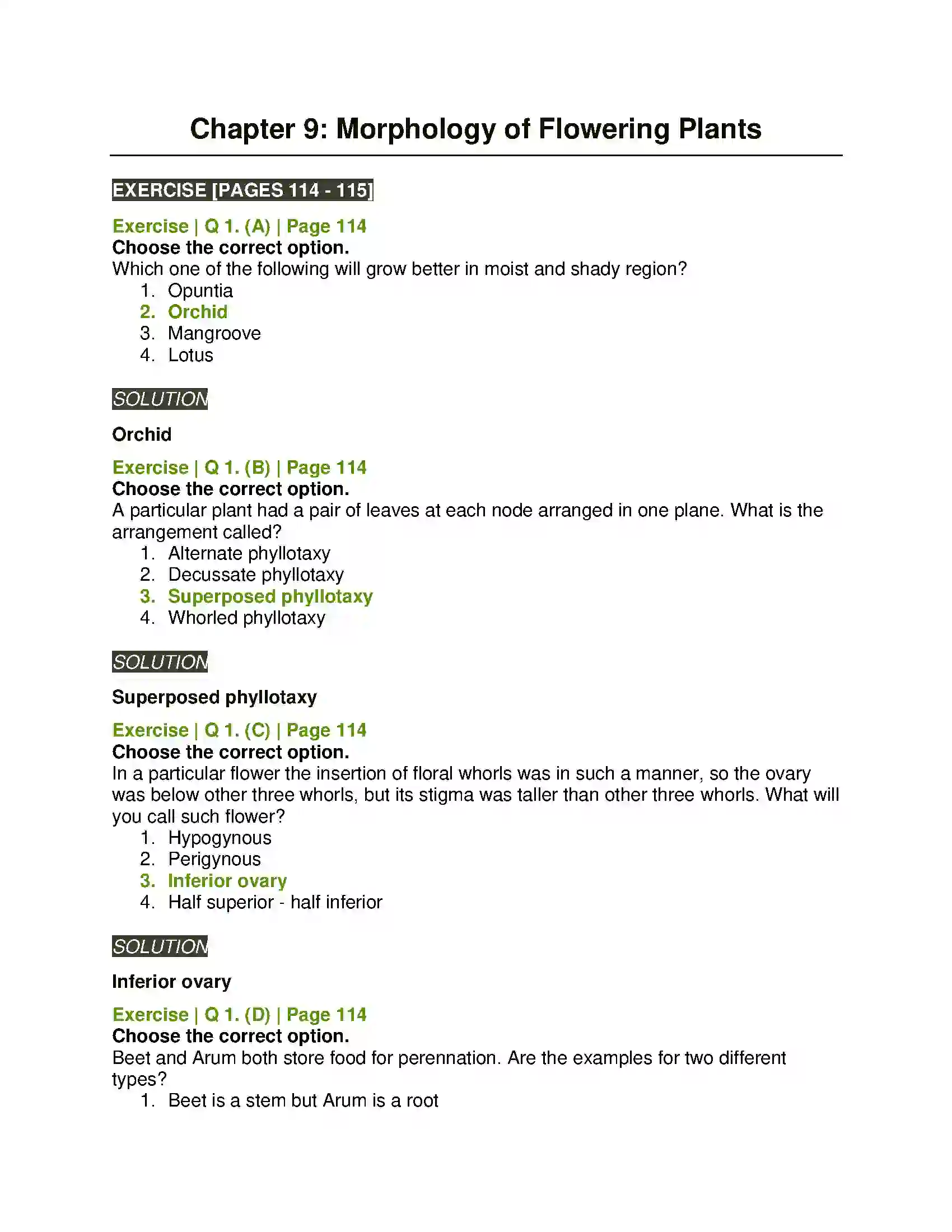 Maharashtra Board Class 11th Biology Morphology of Flowering Plants Solution 1