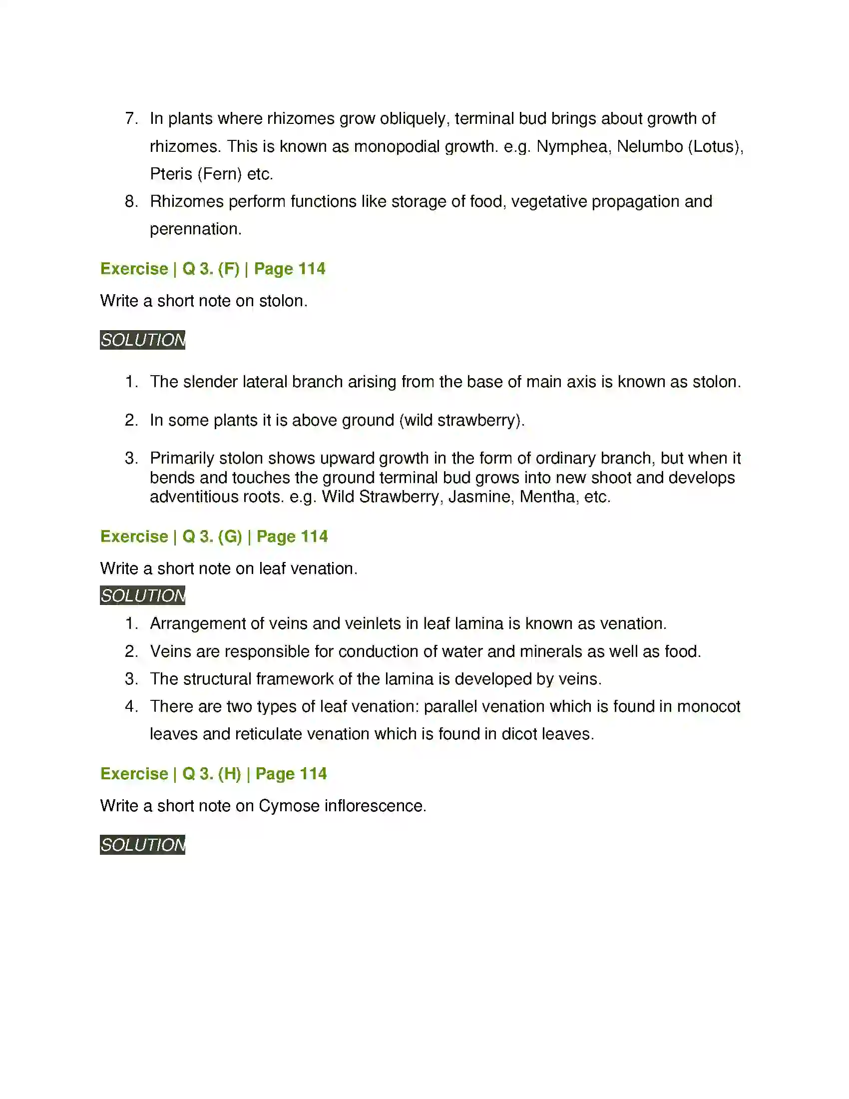 Maharashtra Board Class 11th Biology Morphology of Flowering Plants Solution 5