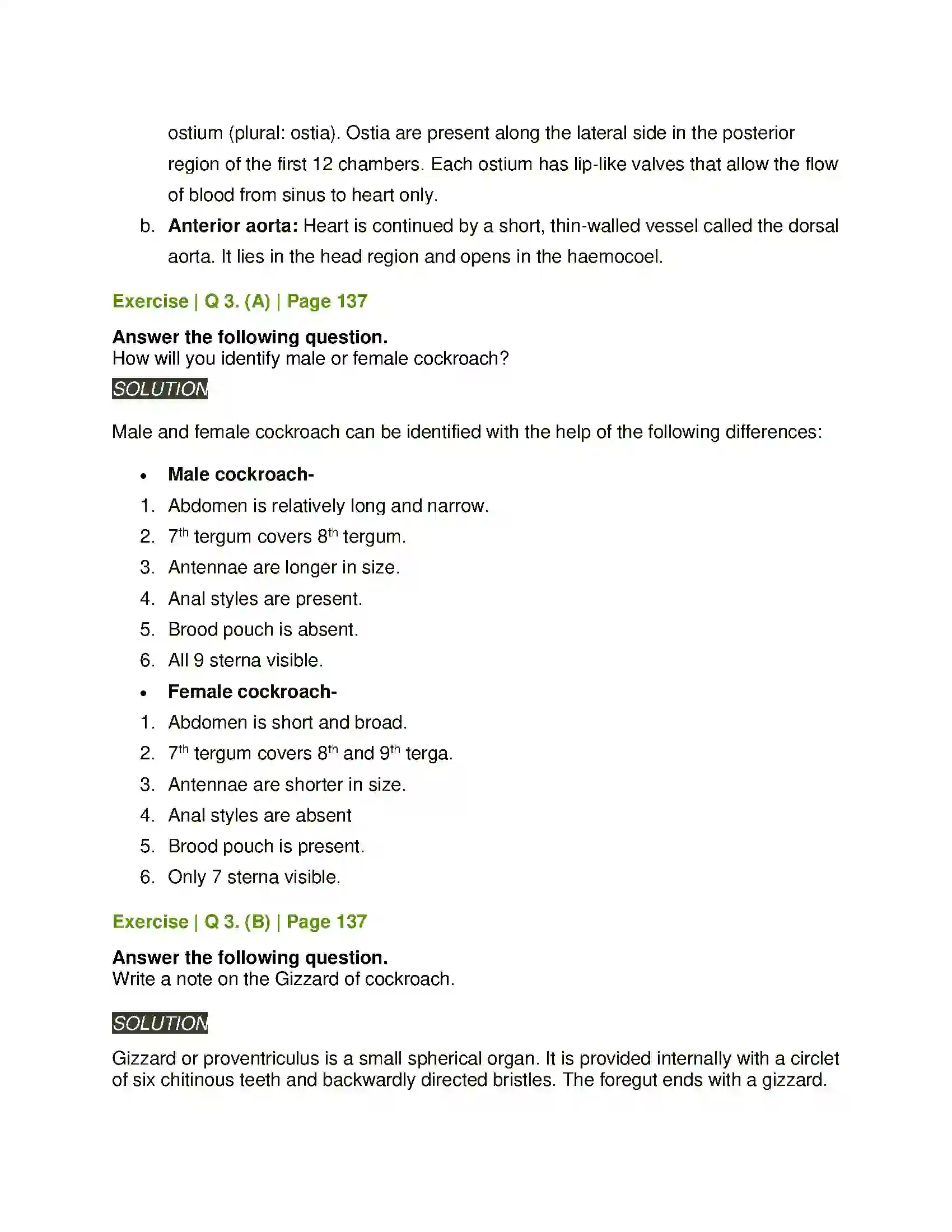 Maharashtra Board Class 11th Biology Study of Animal Type Cockroach Solution 13