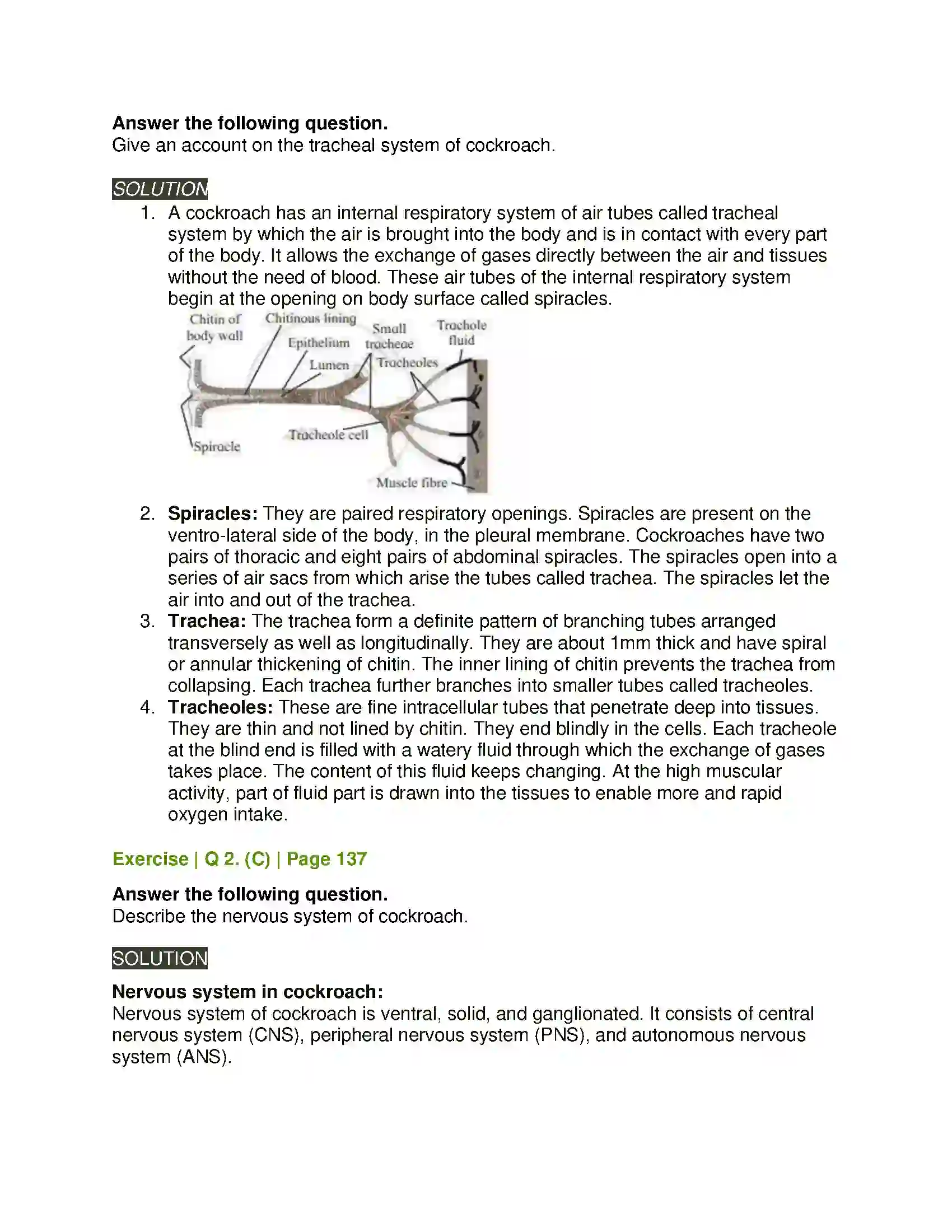 Maharashtra Board Class 11th Biology Study of Animal Type Cockroach Solution 5