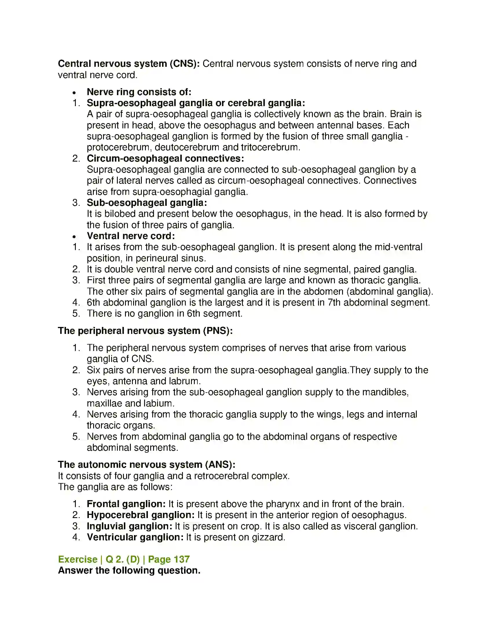 Maharashtra Board Class 11th Biology Study of Animal Type Cockroach Solution 6