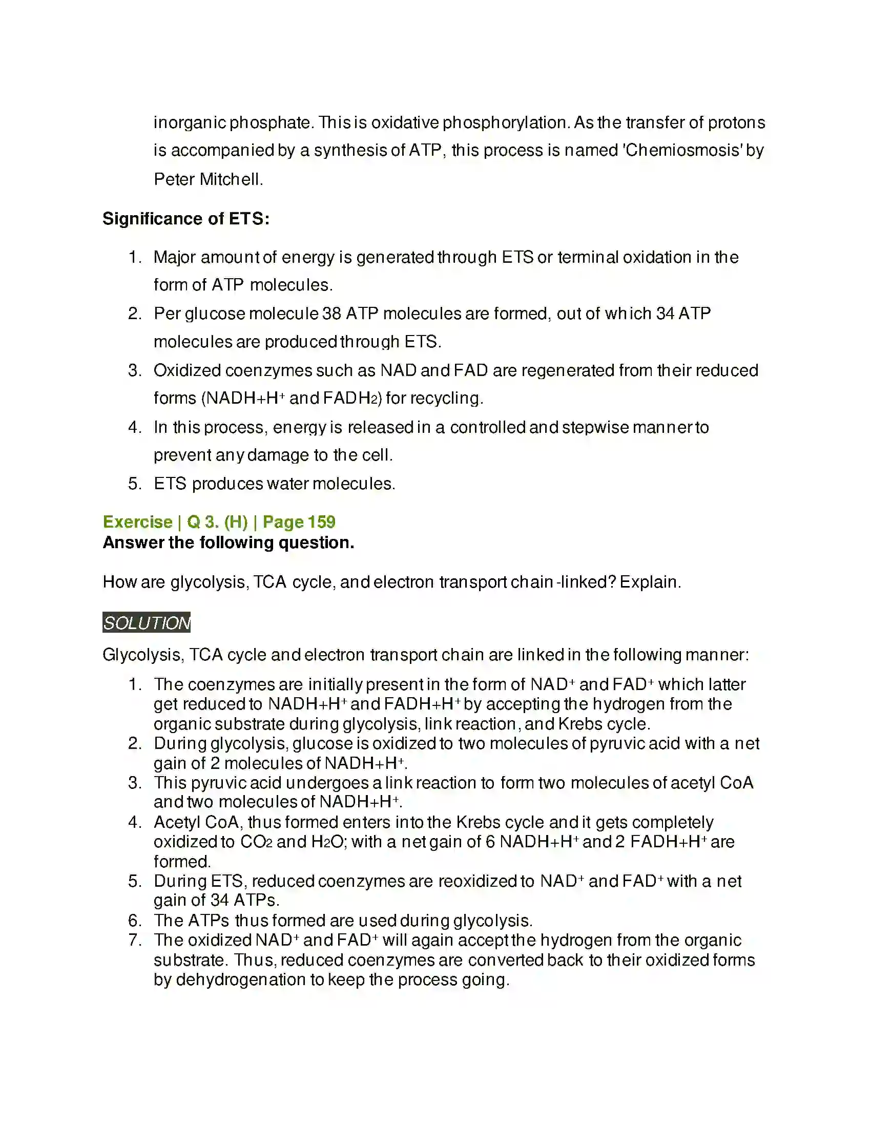 Maharashtra Board Class 11th Biology Respiration and Energy Transfer Solution 7