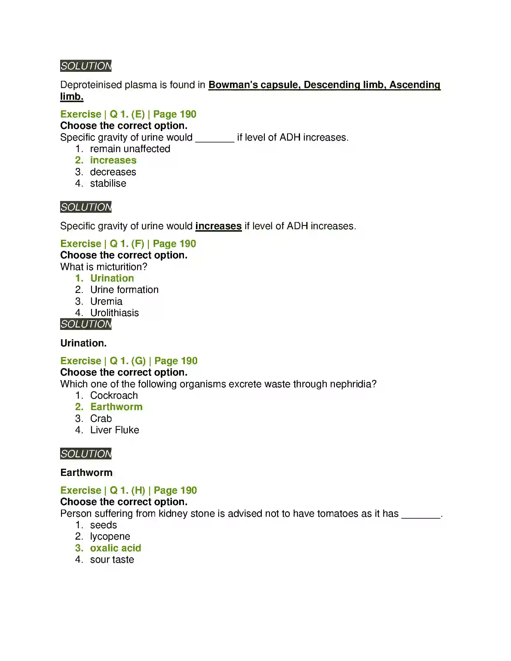 Maharashtra Board Class 11th Biology Excretion and Osmoregulation Solution 2