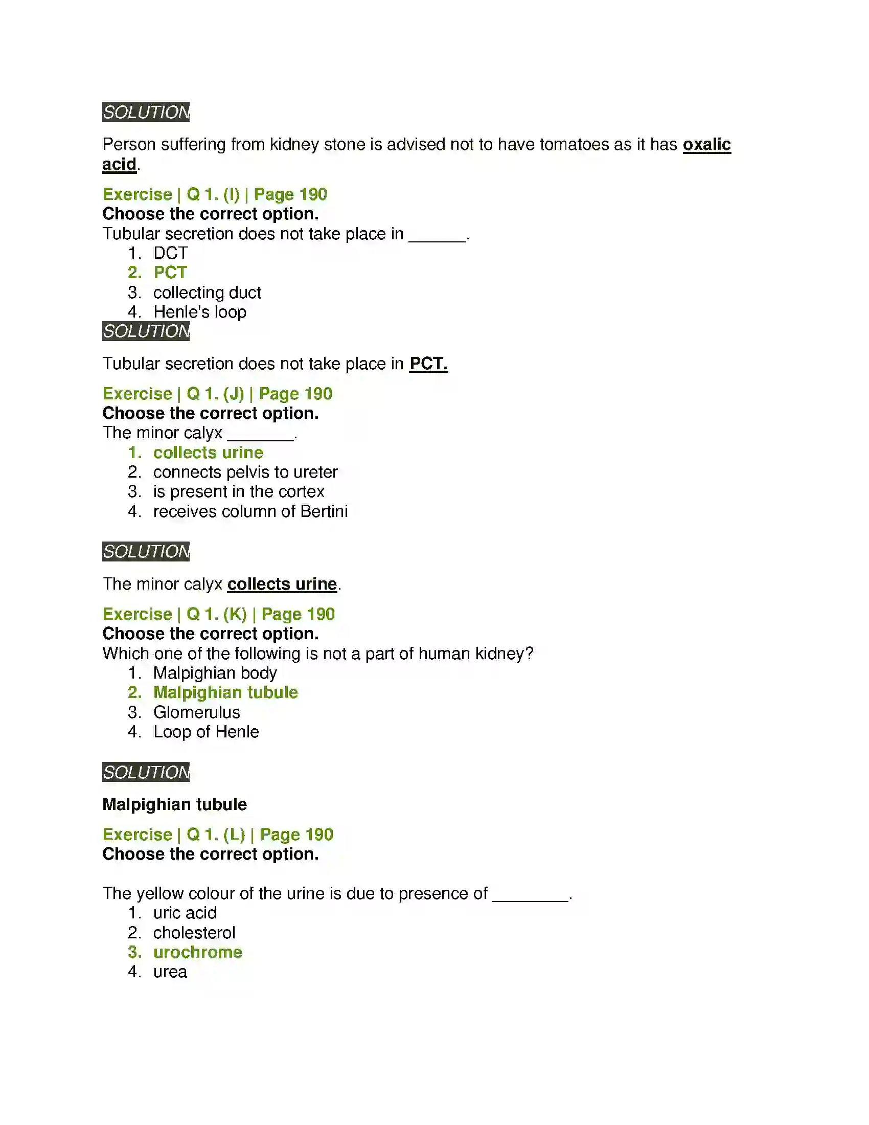 Maharashtra Board Class 11th Biology Excretion and Osmoregulation Solution 3
