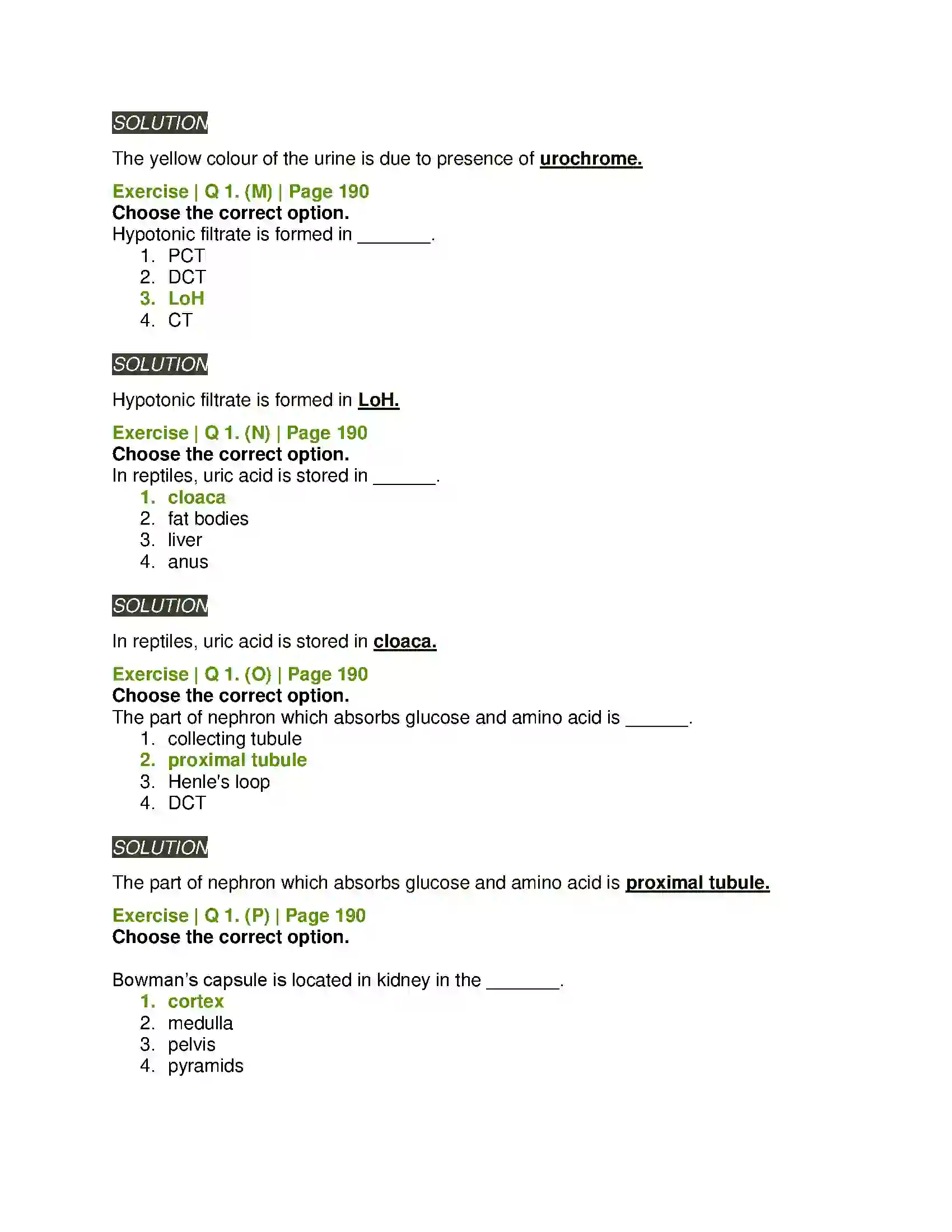 Maharashtra Board Class 11th Biology Excretion and Osmoregulation Solution 4