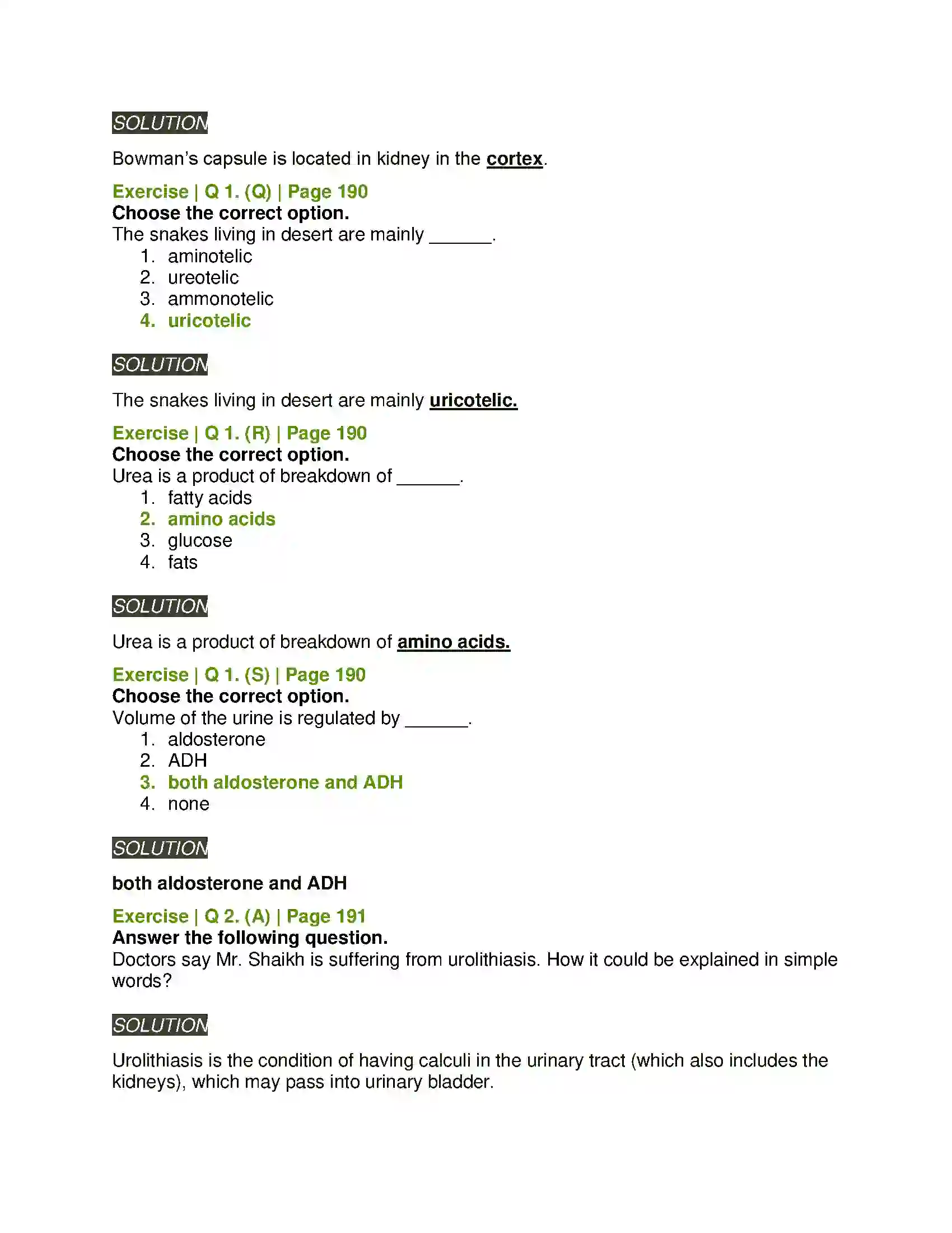 Maharashtra Board Class 11th Biology Excretion and Osmoregulation Solution 5
