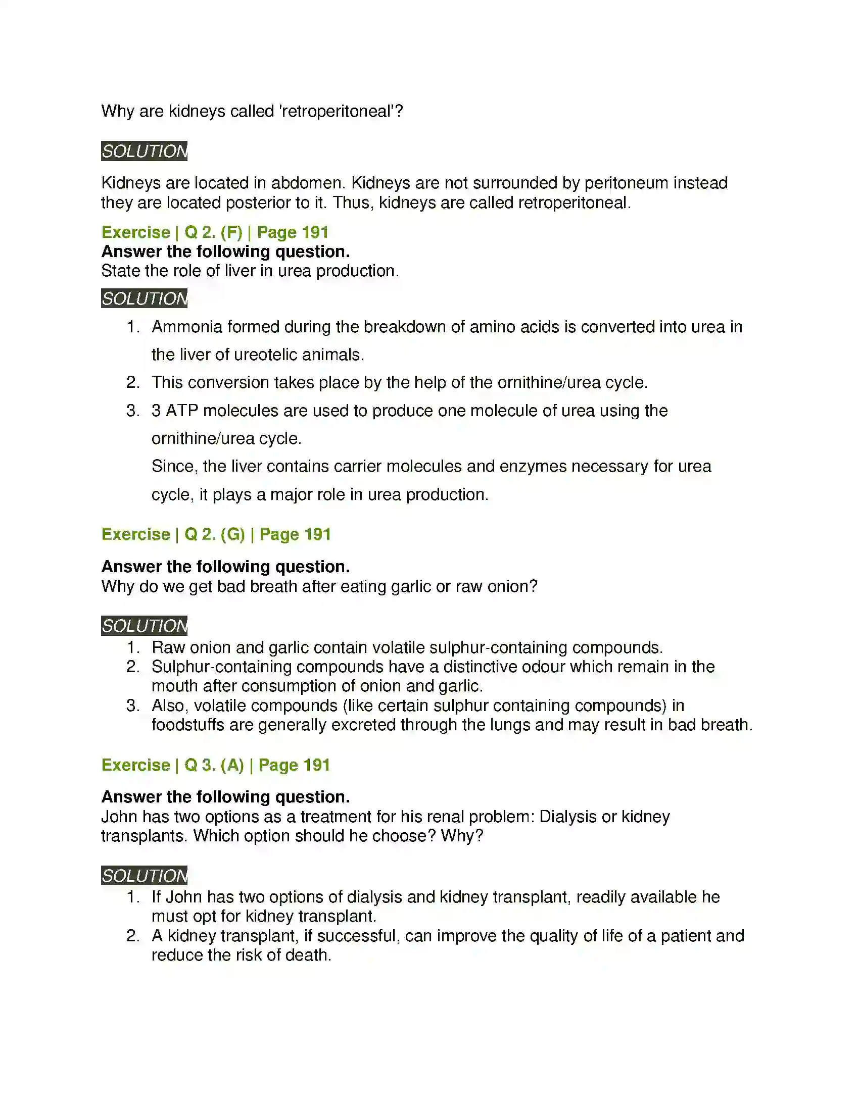 Maharashtra Board Class 11th Biology Excretion and Osmoregulation Solution 7