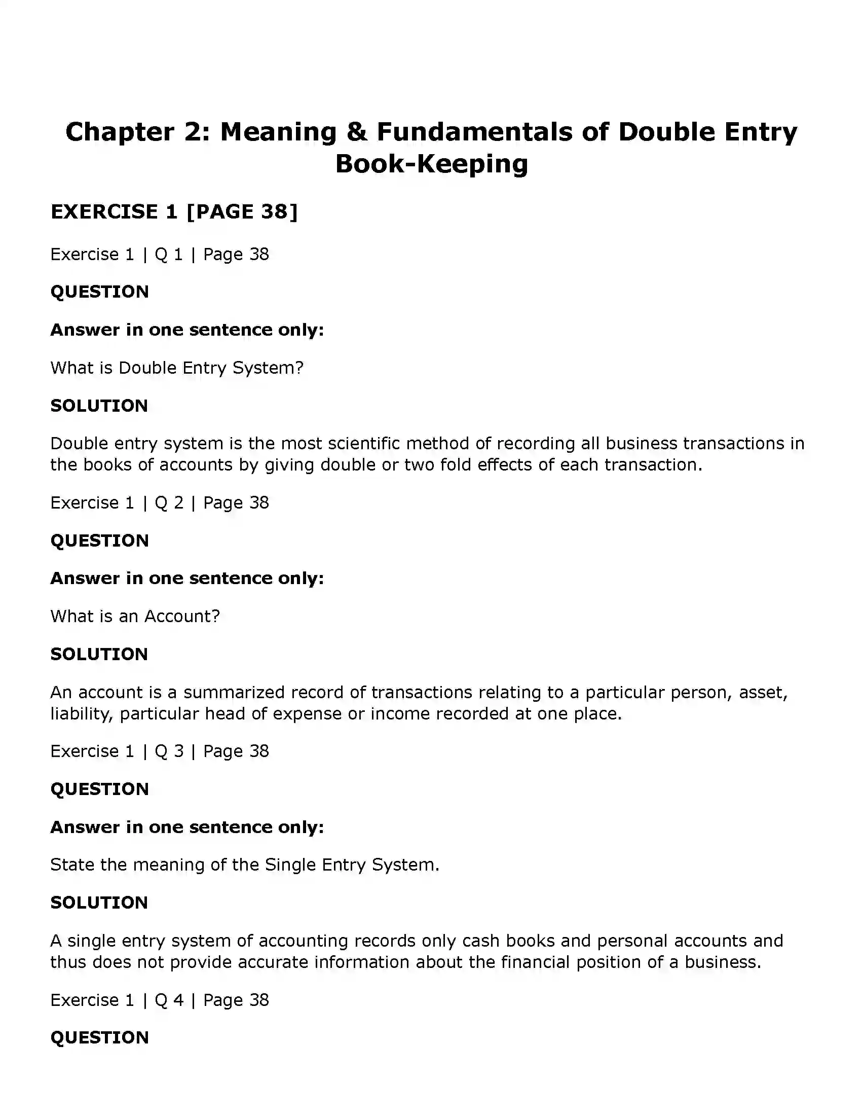 Maharashtra Board Class 11th Book Keeping & Accountancy Meaning & Fundamentals of Double Entry Book-Keeping Solution 1