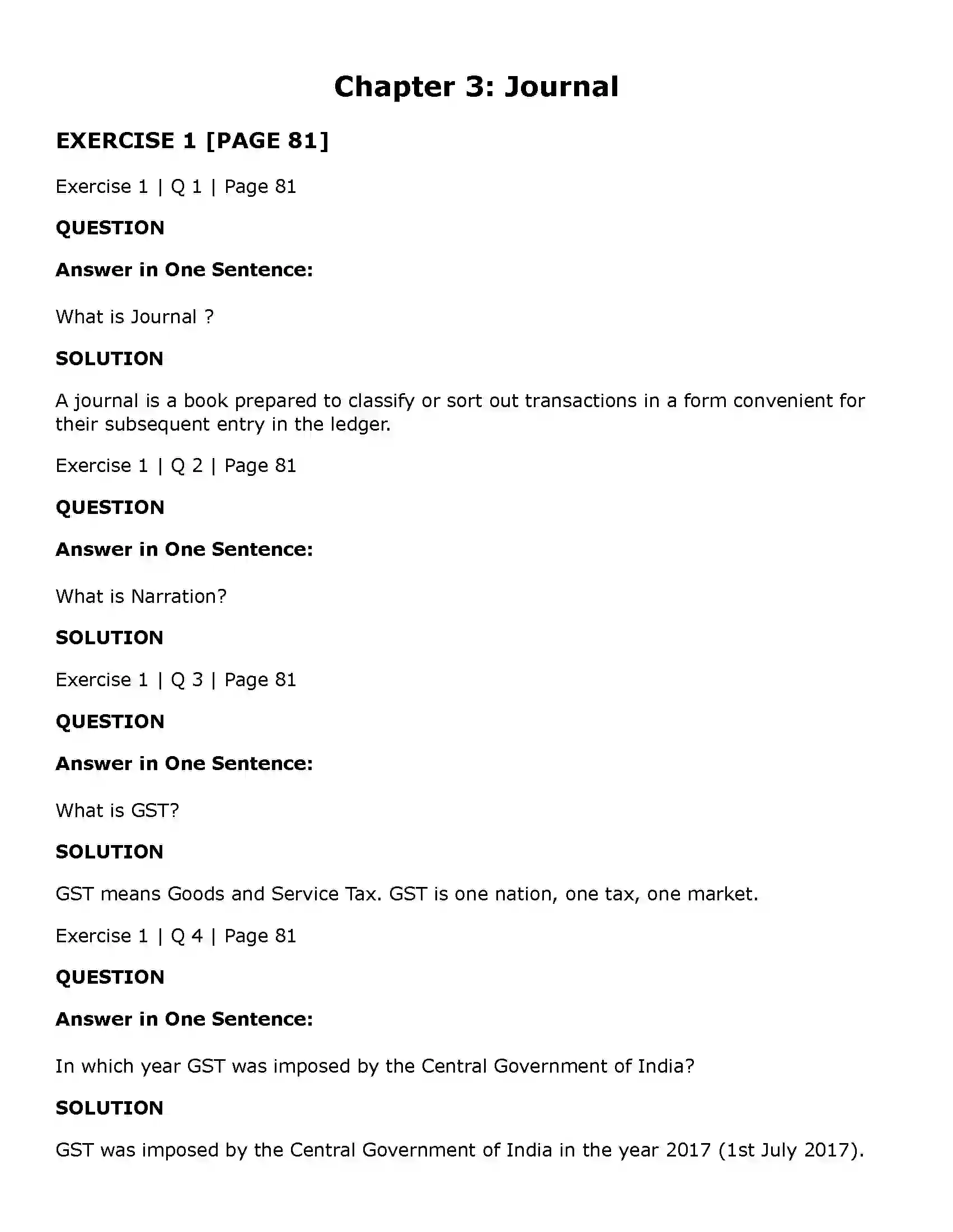 Maharashtra Board Class 11th Book Keeping & Accountancy Journal Solution 1