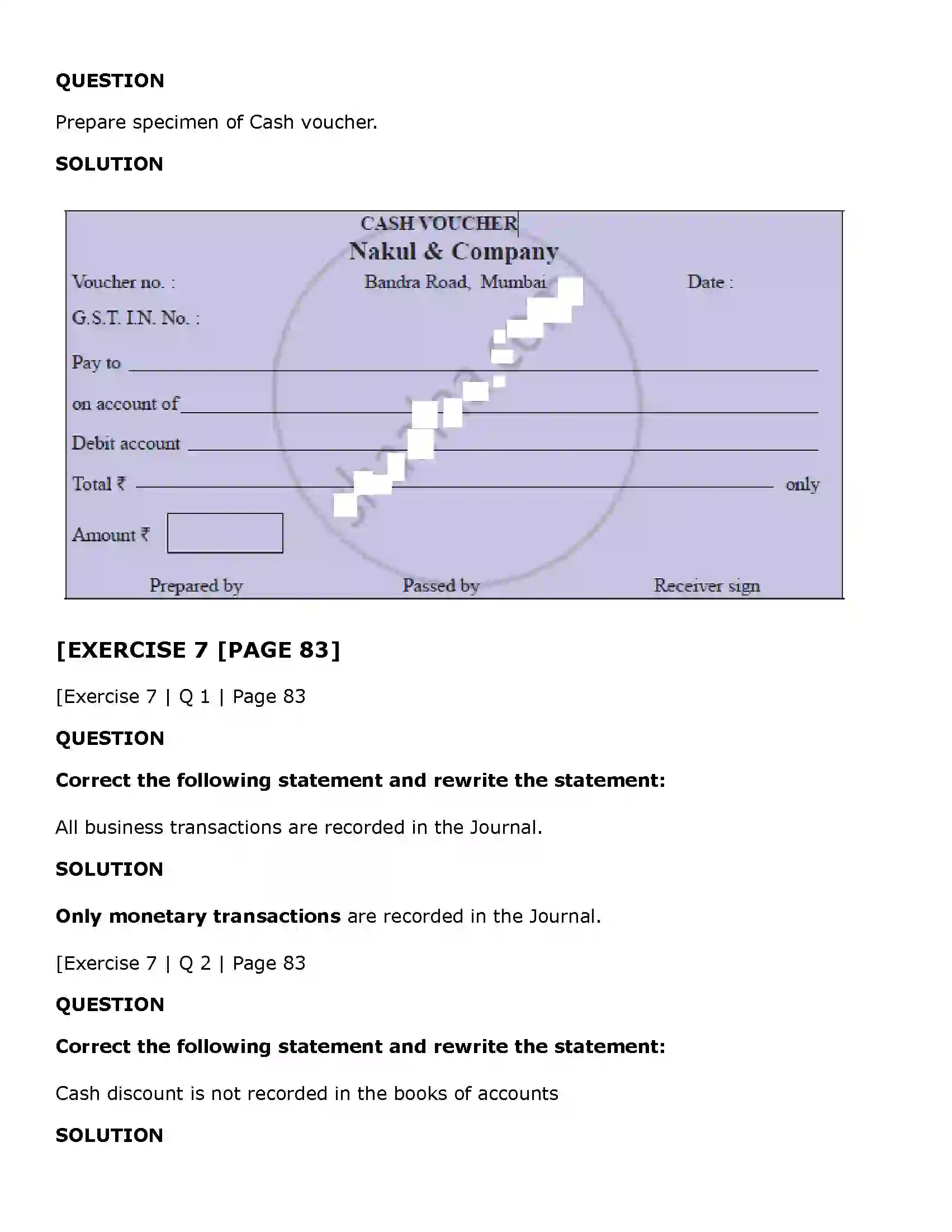 Maharashtra Board Class 11th Book Keeping & Accountancy Journal Solution 18