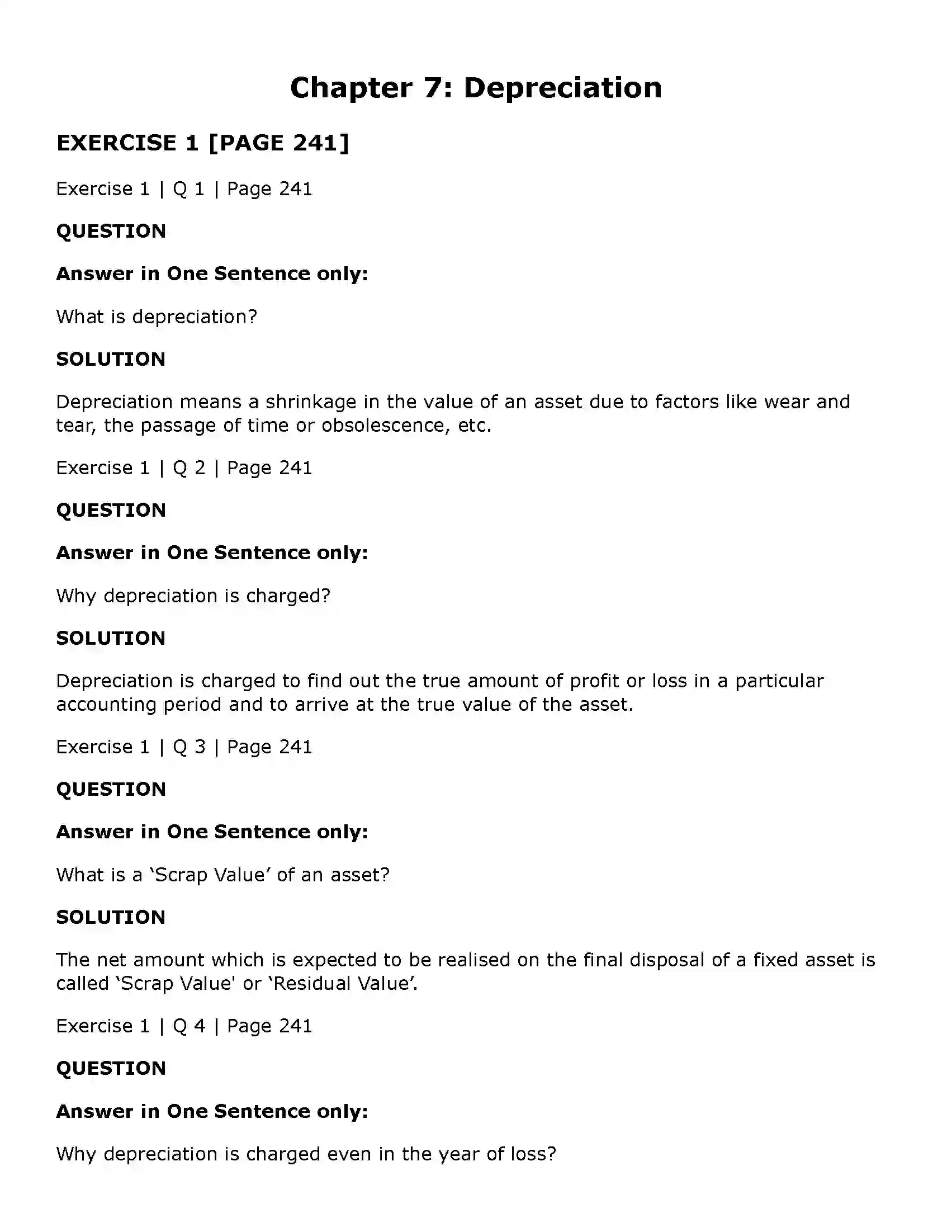 Maharashtra Board Class 11th Book Keeping & Accountancy Depreciation Solution 1