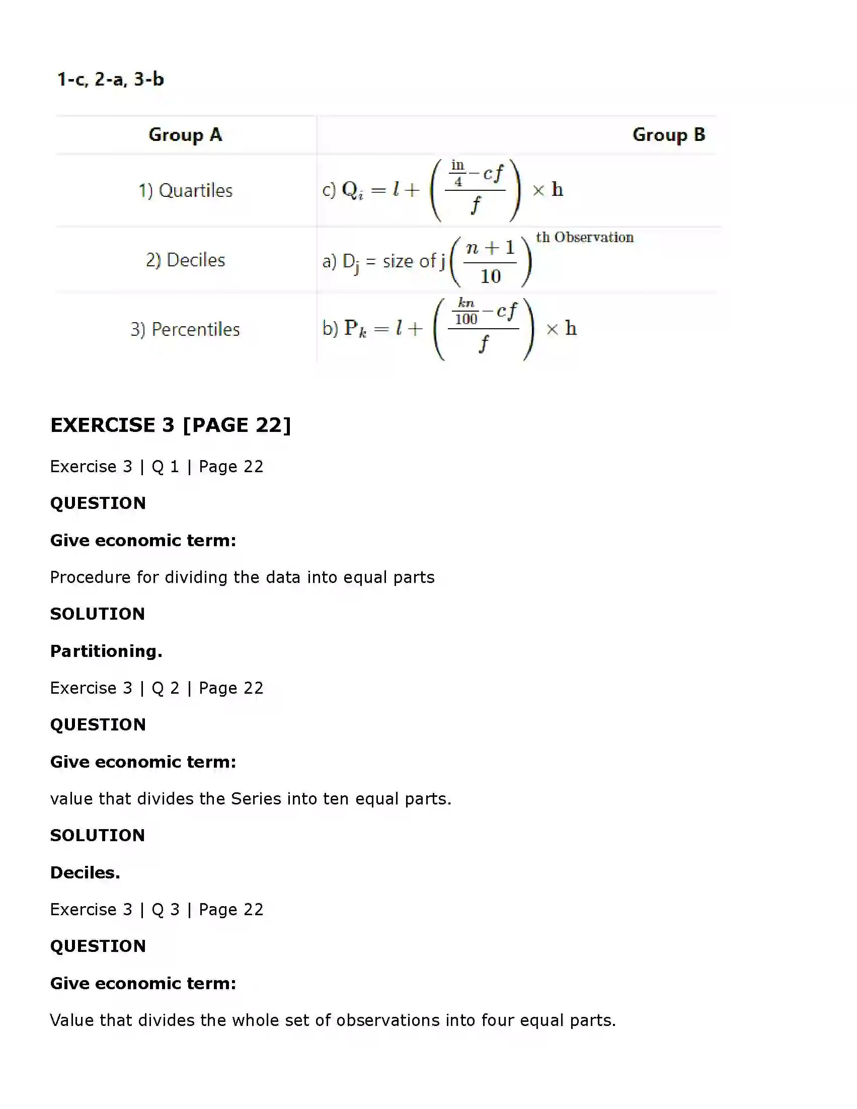 Maharashtra Board Class 11th Economics Partition Values Solution 3
