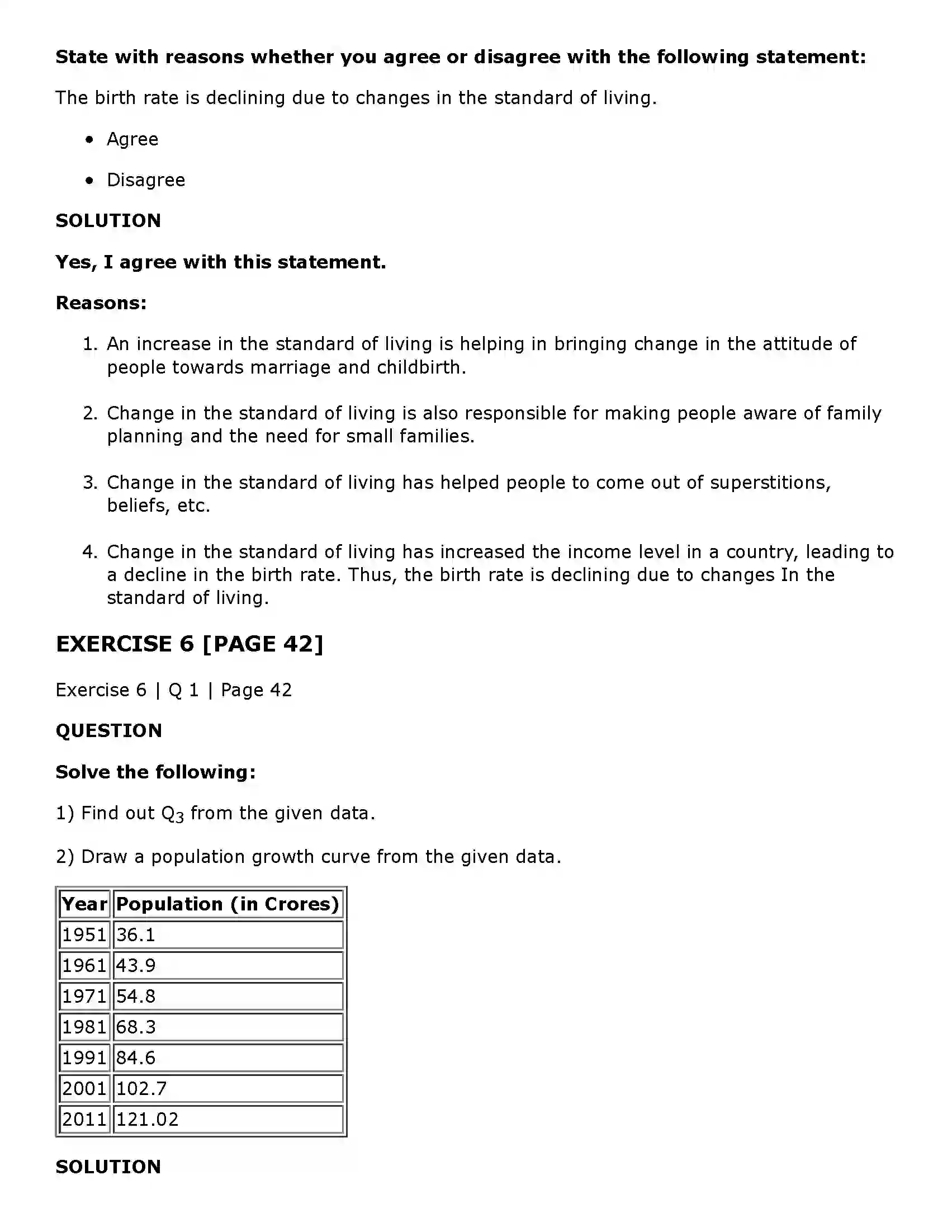 Maharashtra Board Class 11th Economics Population in India Solution 10