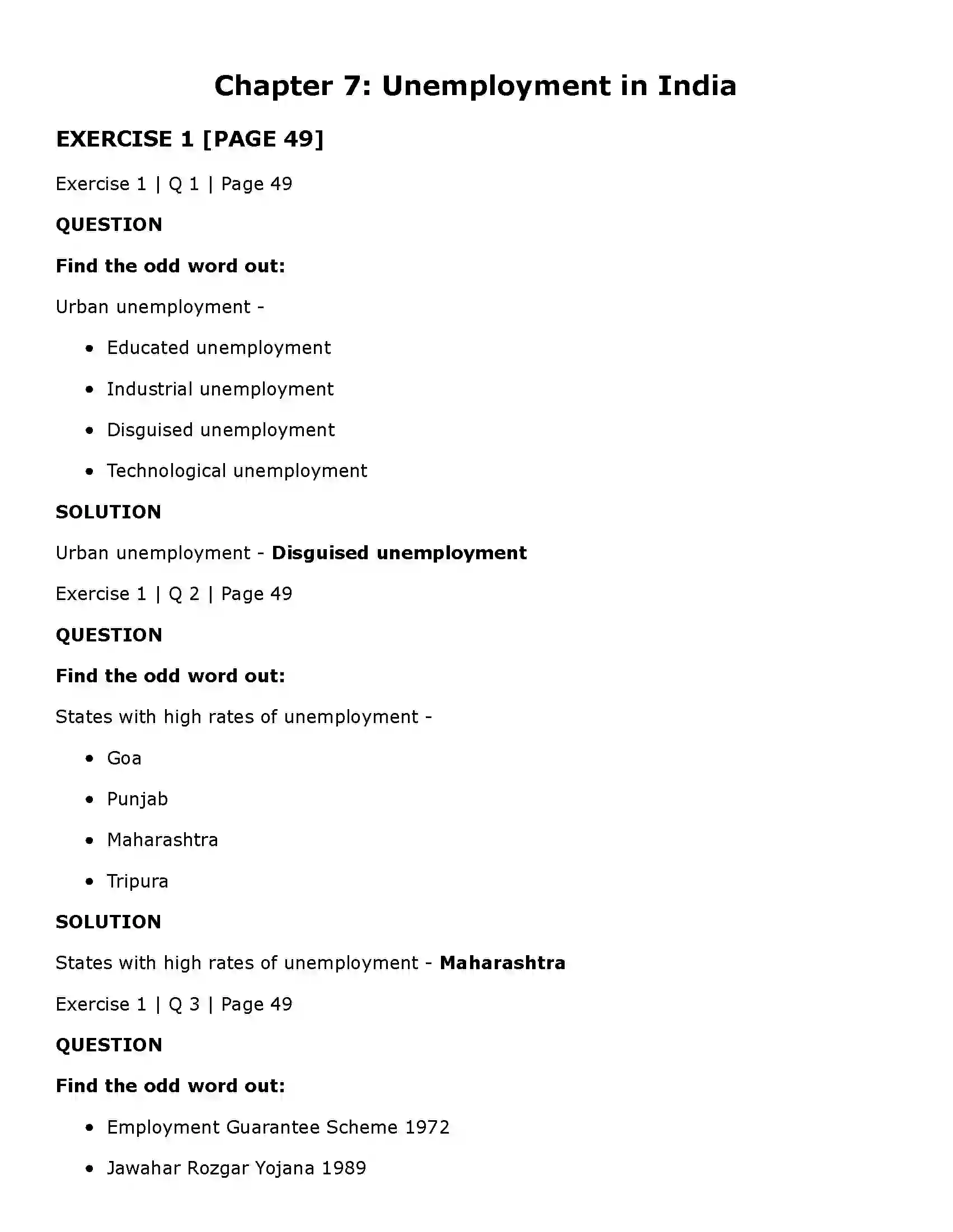 Maharashtra Board Class 11th Economics Unemployment in India Solution 1