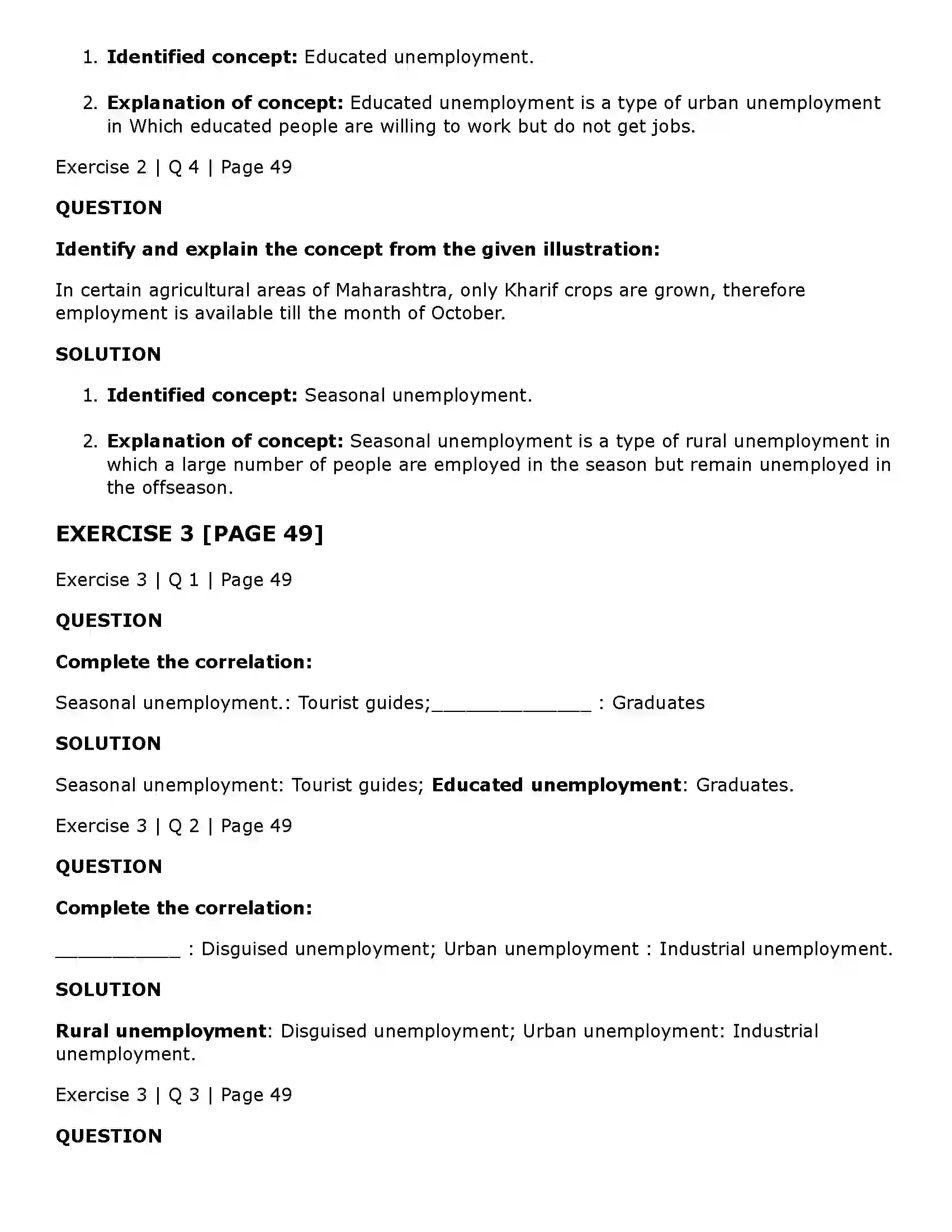 Maharashtra Board Class 11th Economics Unemployment in India Solution 3