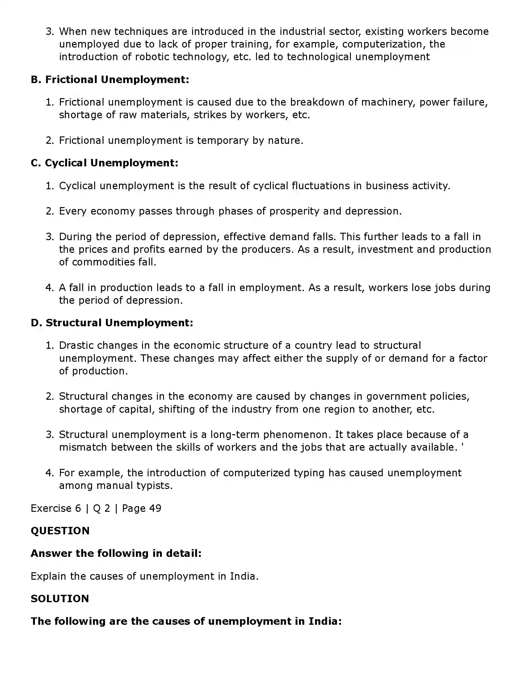 Maharashtra Board Class 11th Economics Unemployment in India Solution 8