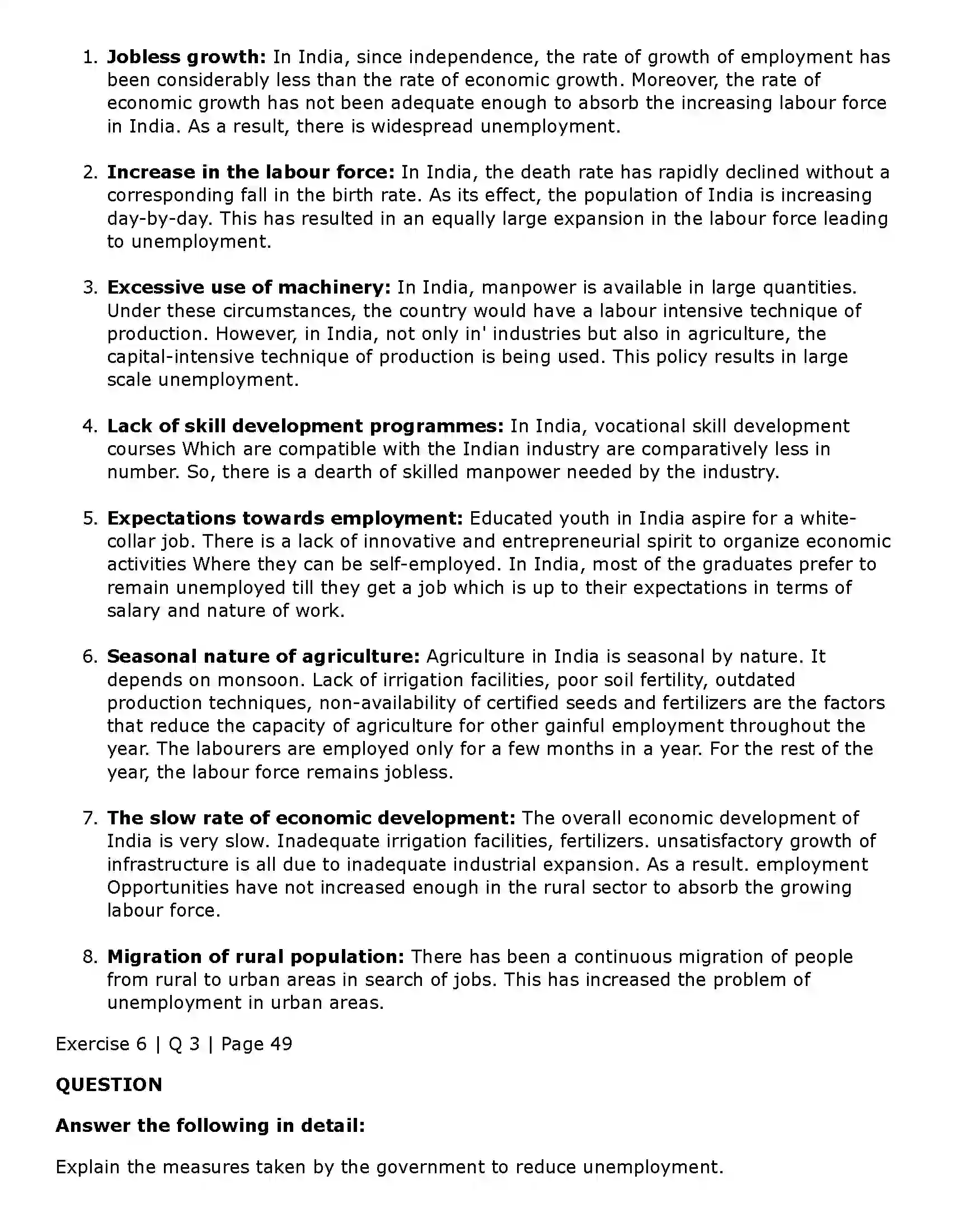Maharashtra Board Class 11th Economics Unemployment in India Solution 9