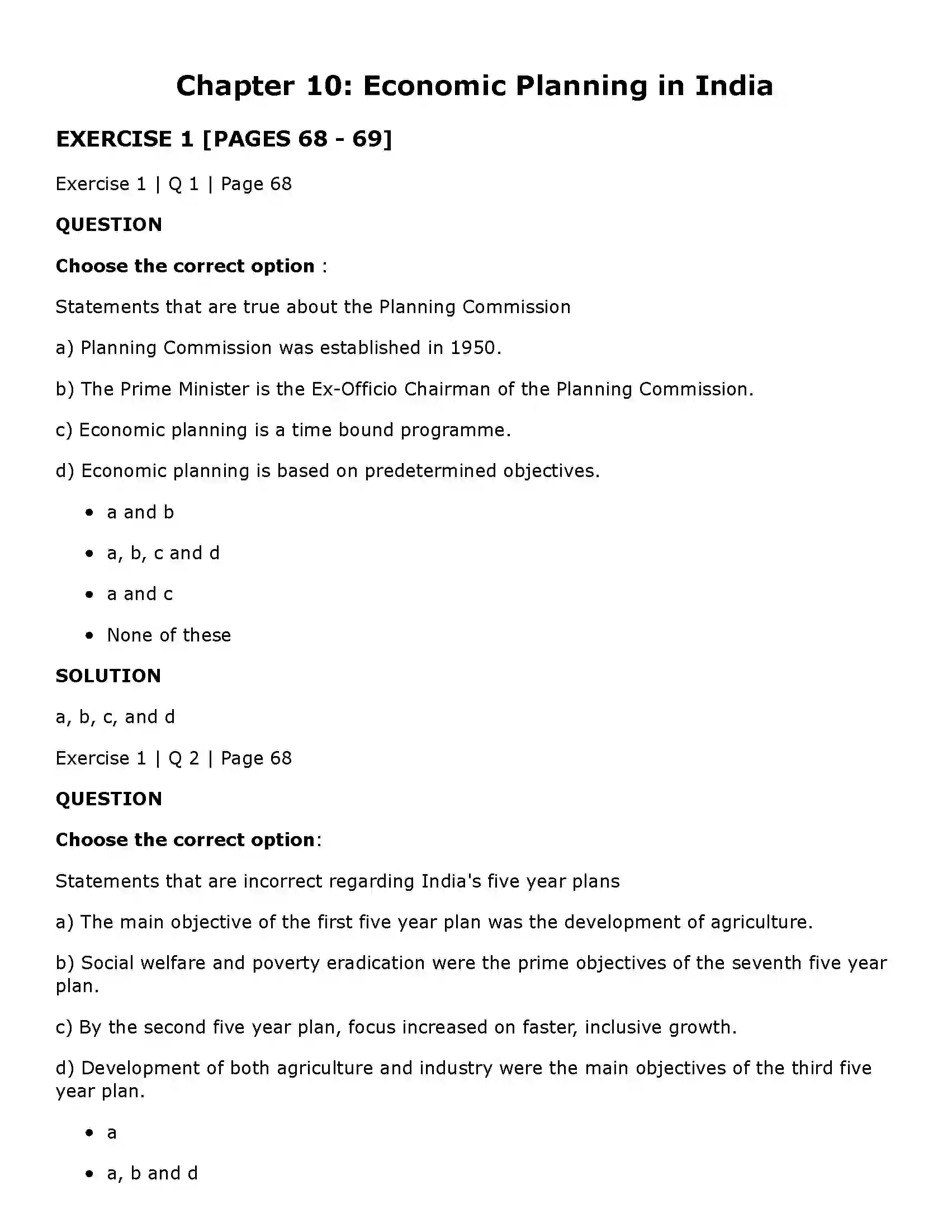 Maharashtra Board Class 11th Economics Economic Planning in India Solution 1