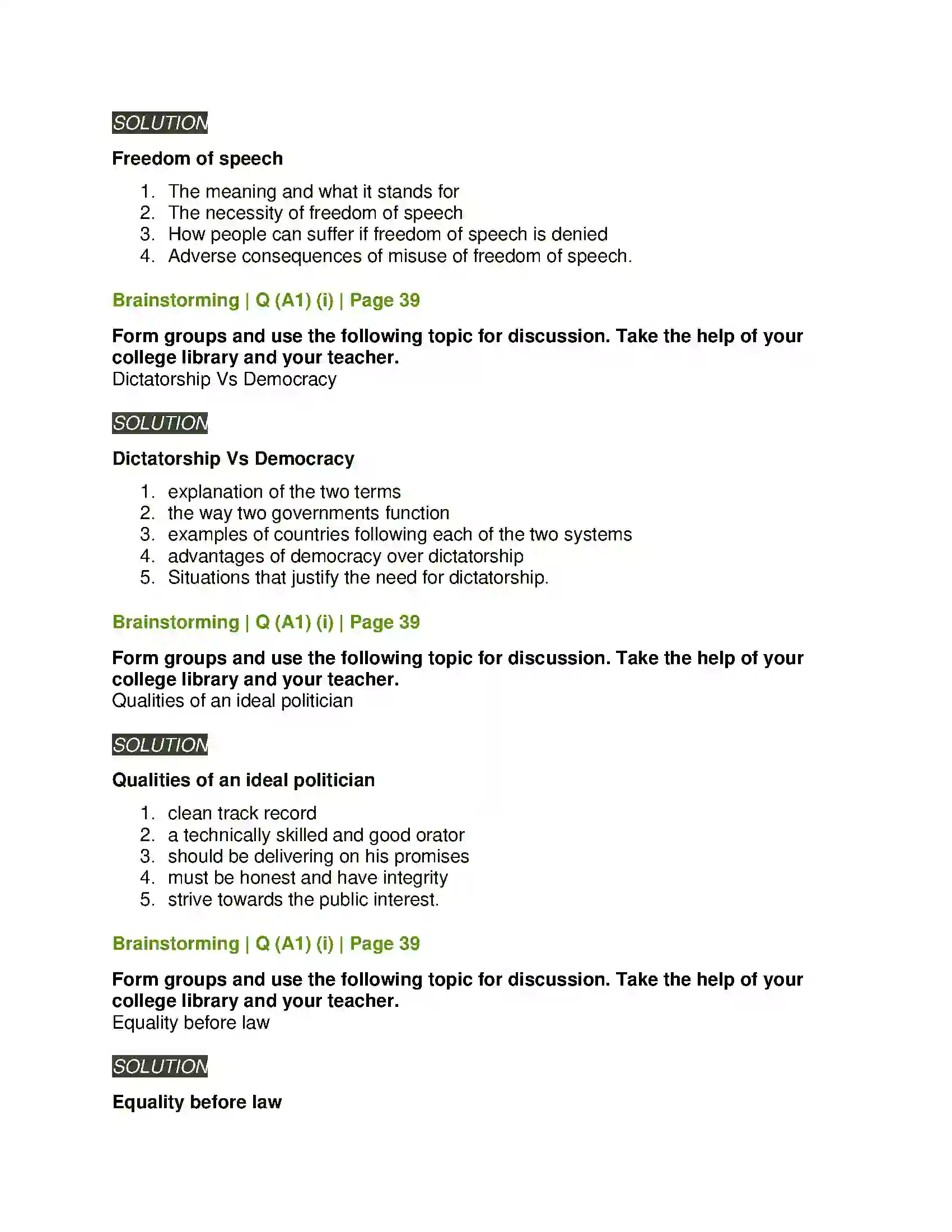 Maharashtra Board Class 11th English 1.4 Pillars of Democracy Solution 5