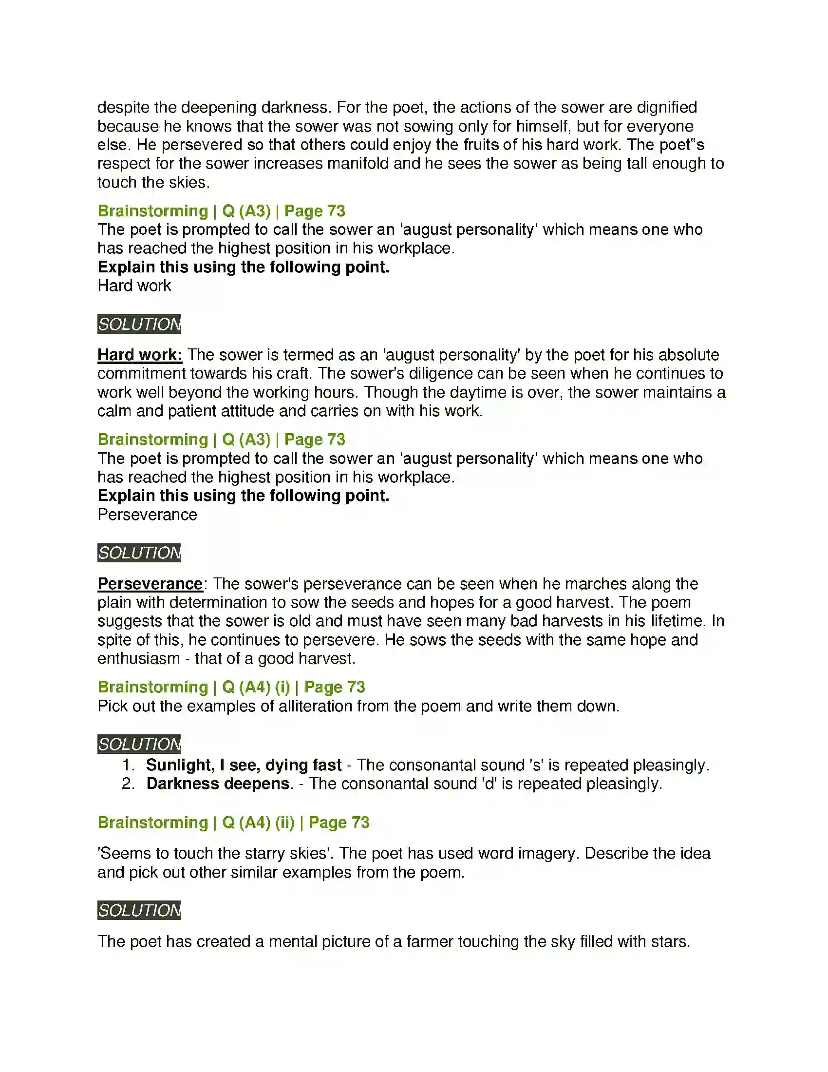 Maharashtra Board Class 11th English 2.2 The Sower Solution 5