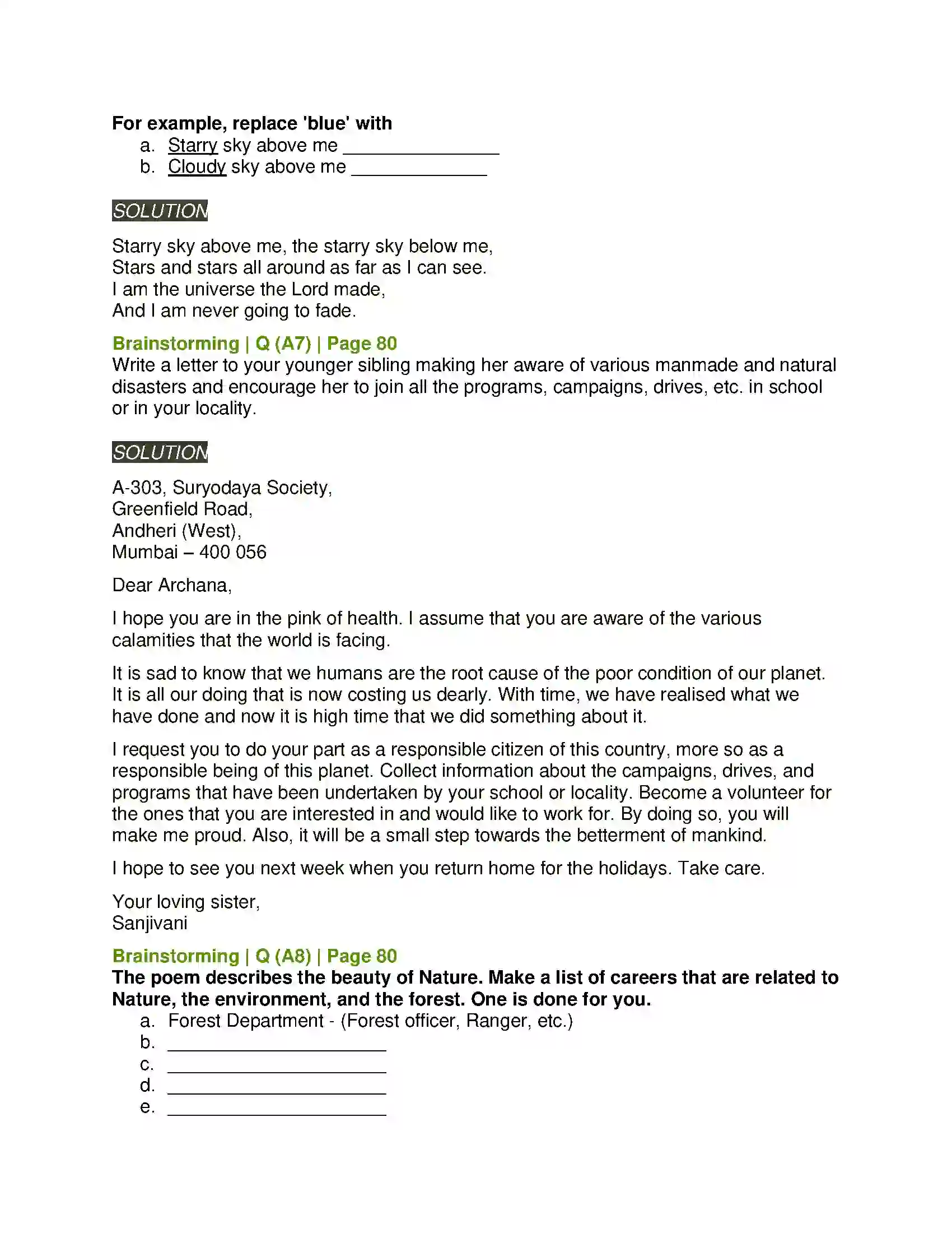 Maharashtra Board Class 11th English 2.3 There is Another Sky Solution 10
