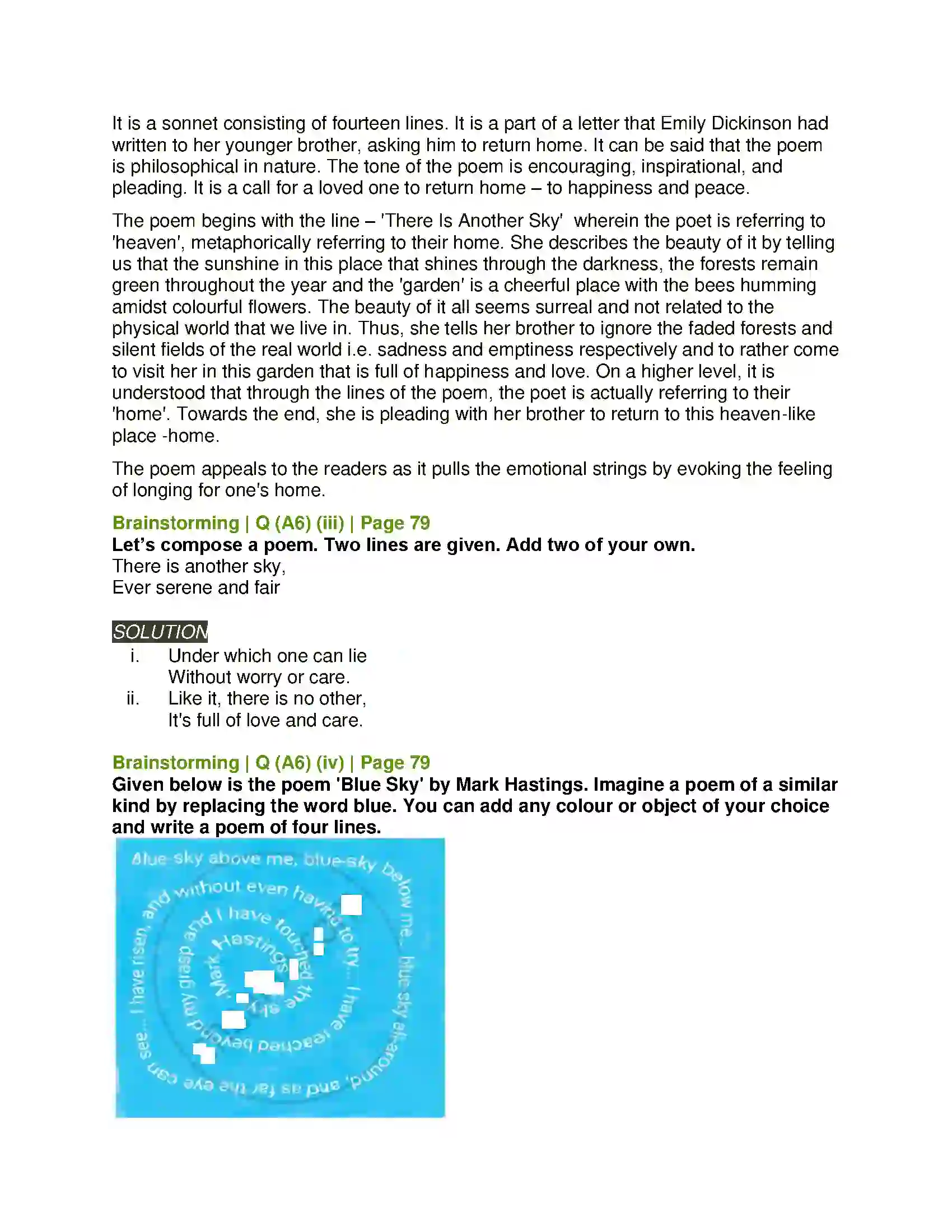 Maharashtra Board Class 11th English 2.3 There is Another Sky Solution 9