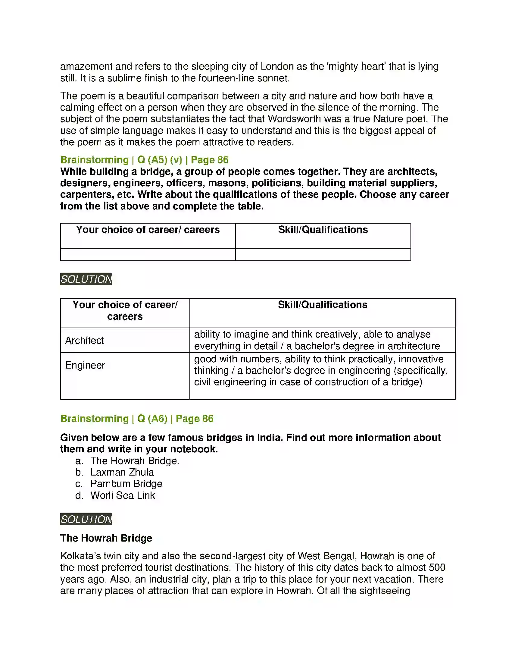 Maharashtra Board Class 11th English 2.4 Upon Westminster Bridge Solution 10