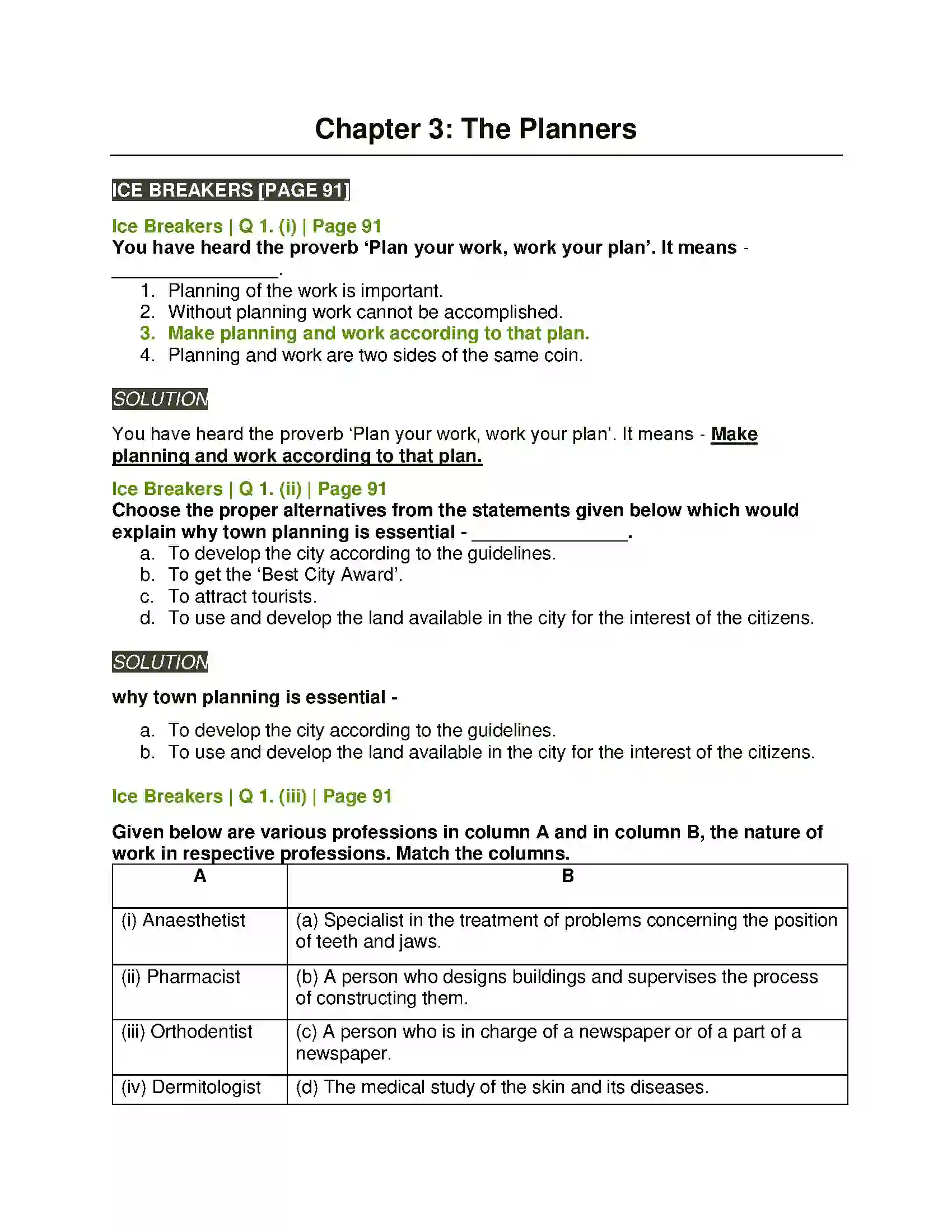 Maharashtra Board Class 11th English 2.6 The Planners Solution 1