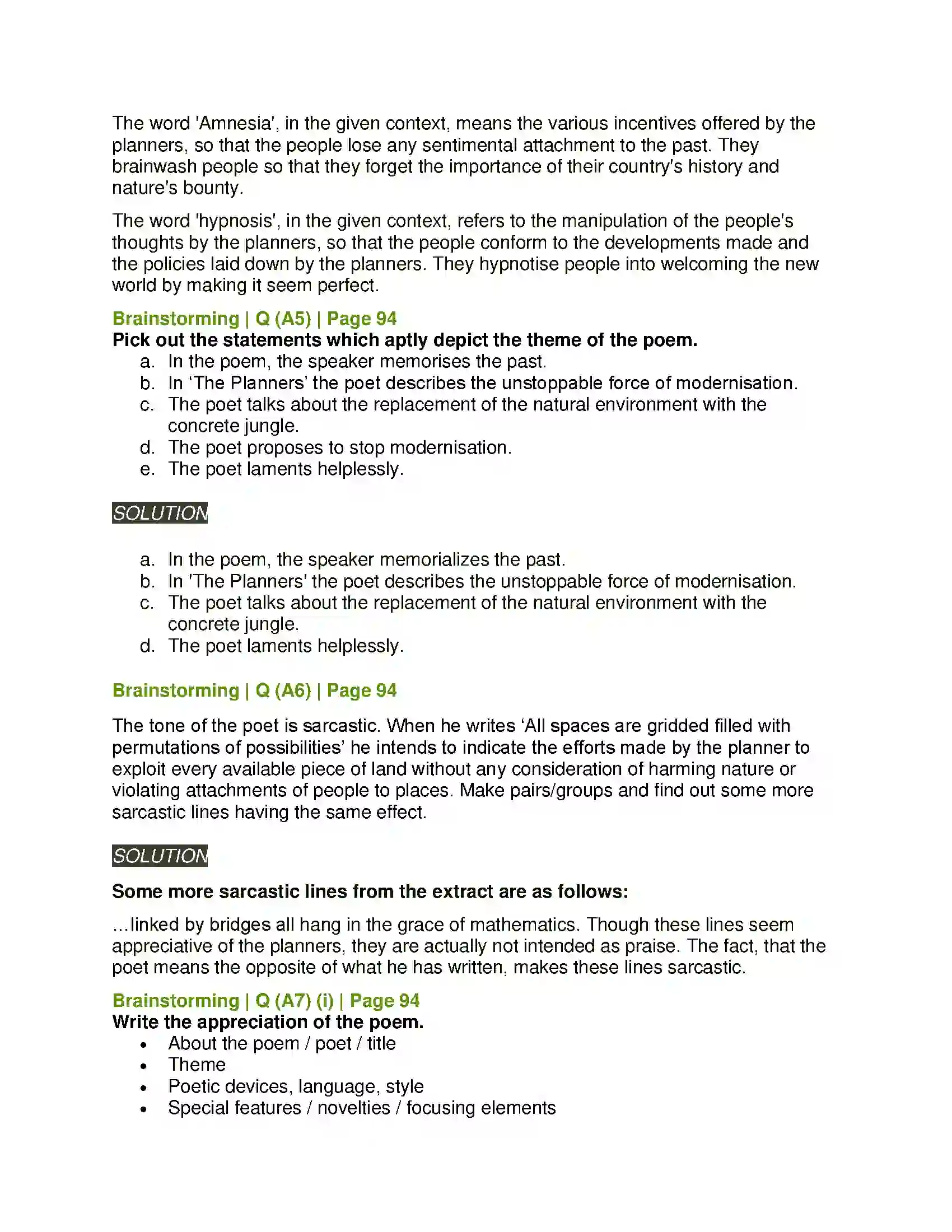 Maharashtra Board Class 11th English 2.6 The Planners Solution 6