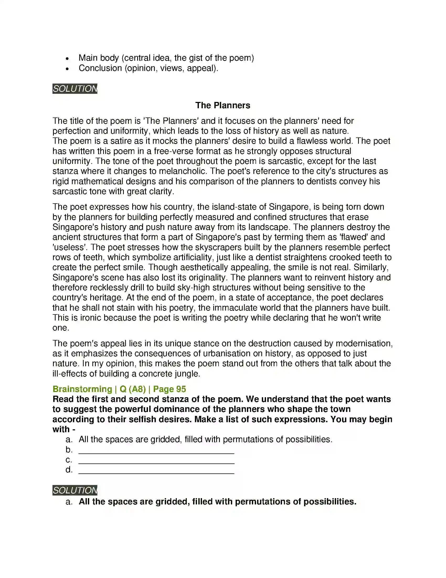 Maharashtra Board Class 11th English 2.6 The Planners Solution 8