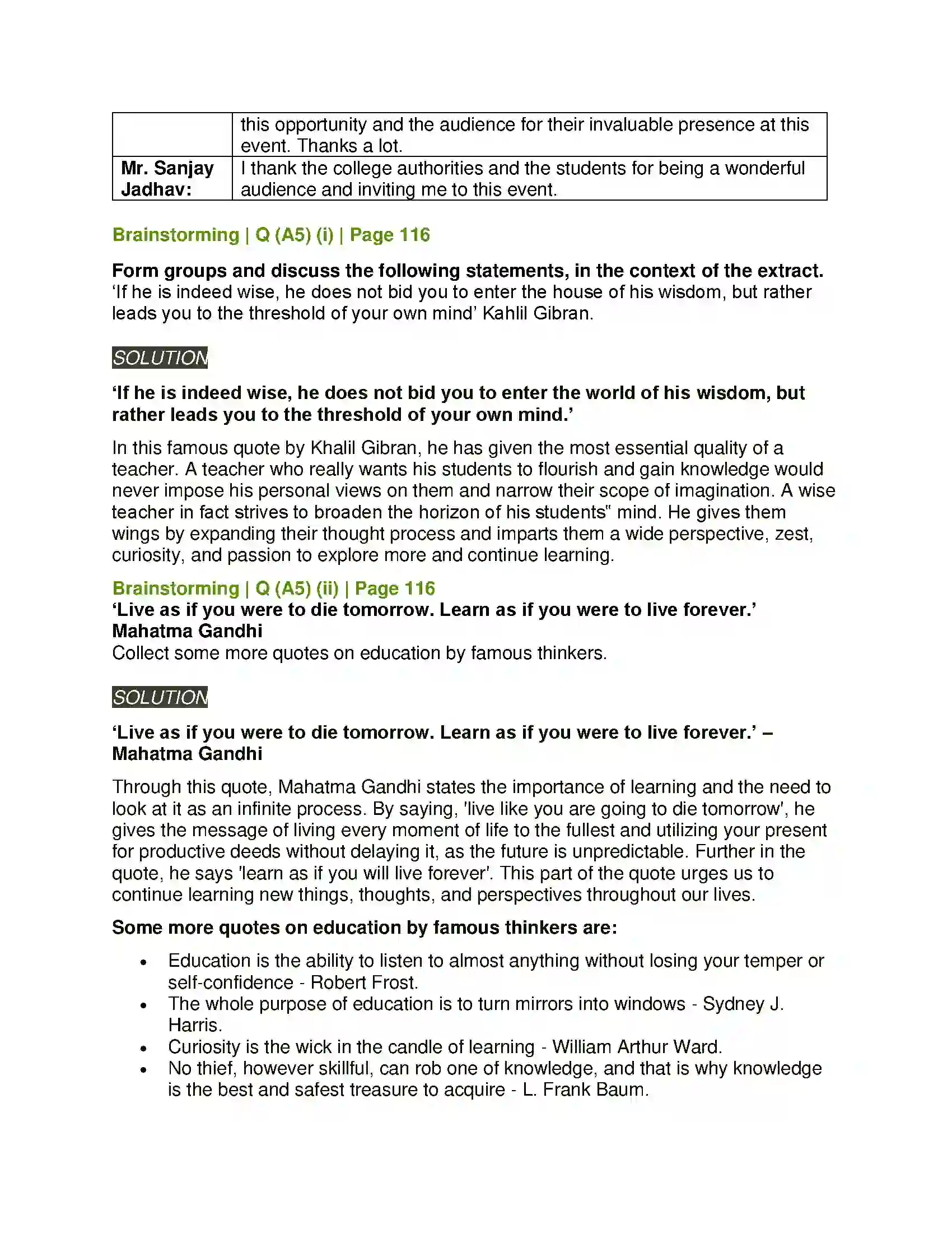 Maharashtra Board Class 11th English 3.4 Interview Solution 10