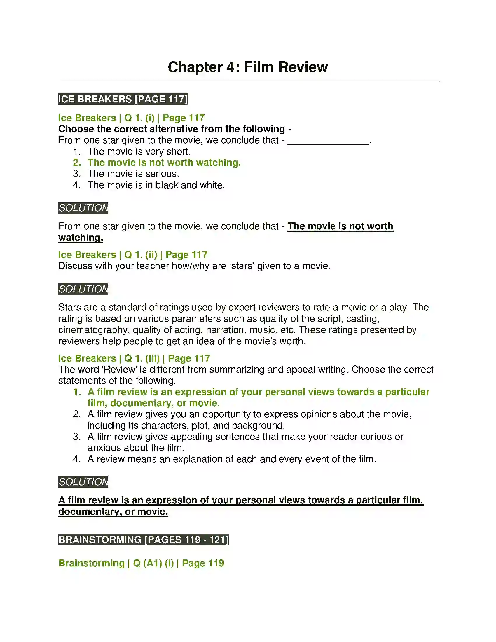 Maharashtra Board Class 11th English 3.5 Film Review Solution 1