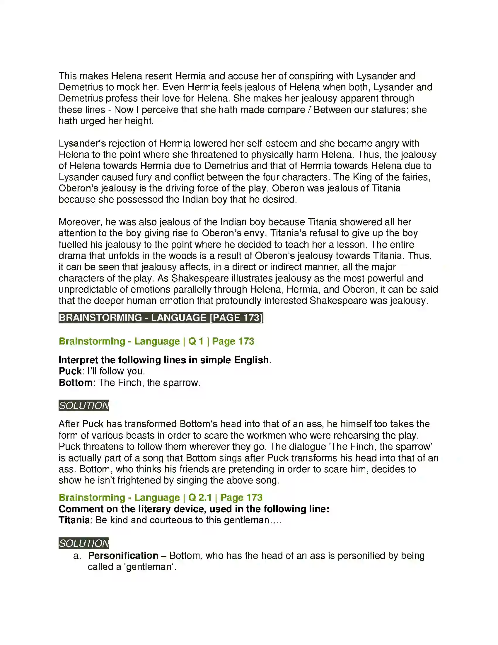 Maharashtra Board Class 11th English 4.3 Extracts of Drama - (A) A Midsummer - Nights Dream Solution 12