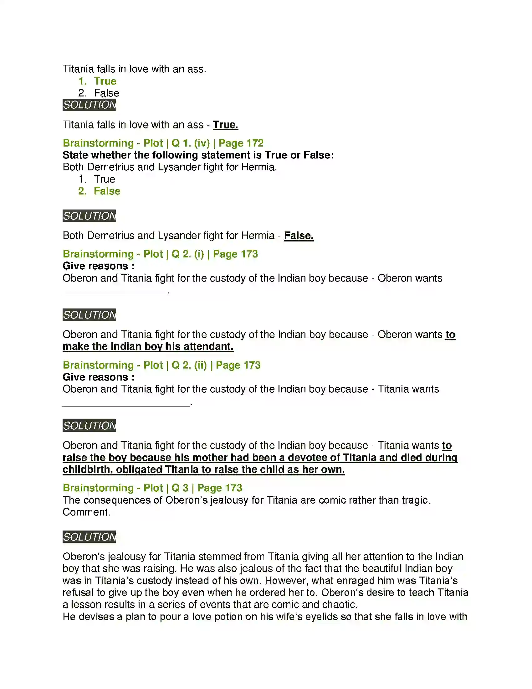 Maharashtra Board Class 11th English 4.3 Extracts of Drama - (A) A Midsummer - Nights Dream Solution 7