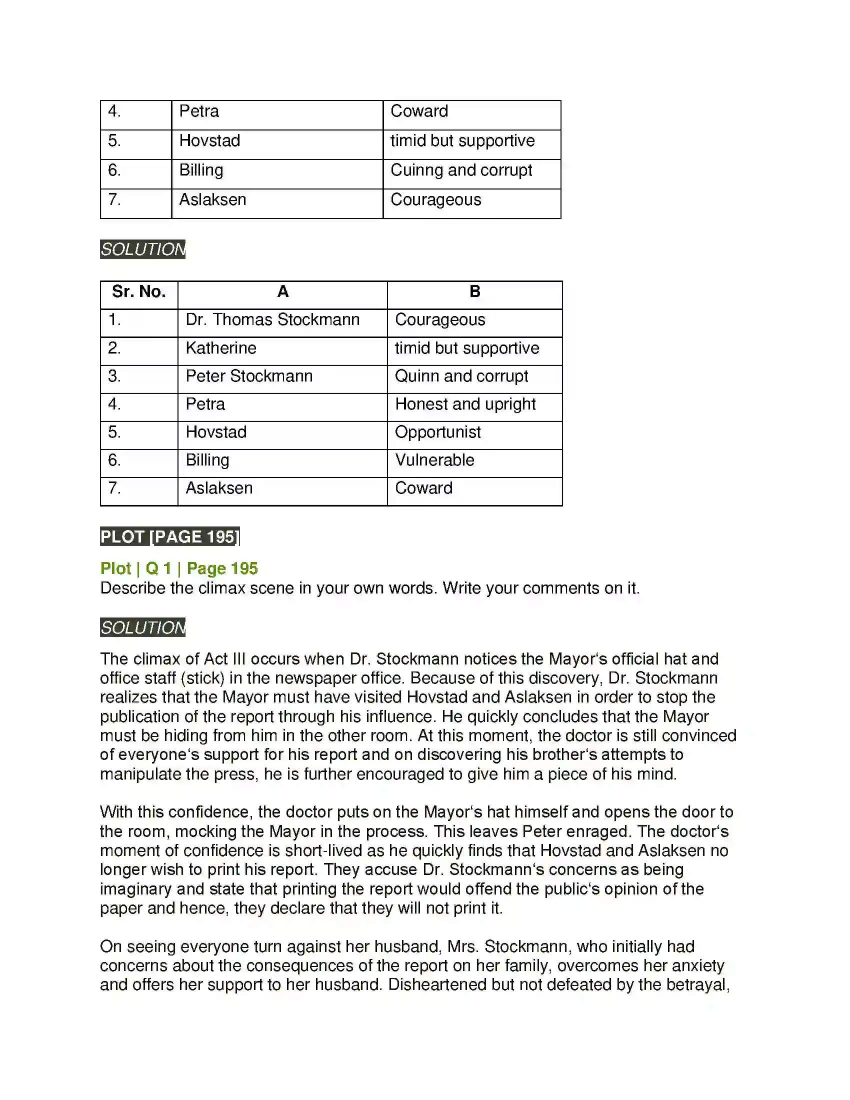 Maharashtra Board Class 11th English 4.3 Extracts of Drama - (B) An Enemy of the People Solution 4